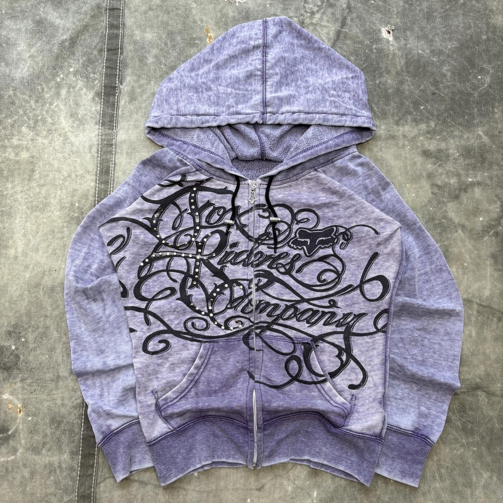 Fox Racing Vintage Y2K Fox Racing Motocross Grunge Full Zip Hoodie Size S / US 4 / IT 40 - 1 Thumbnail