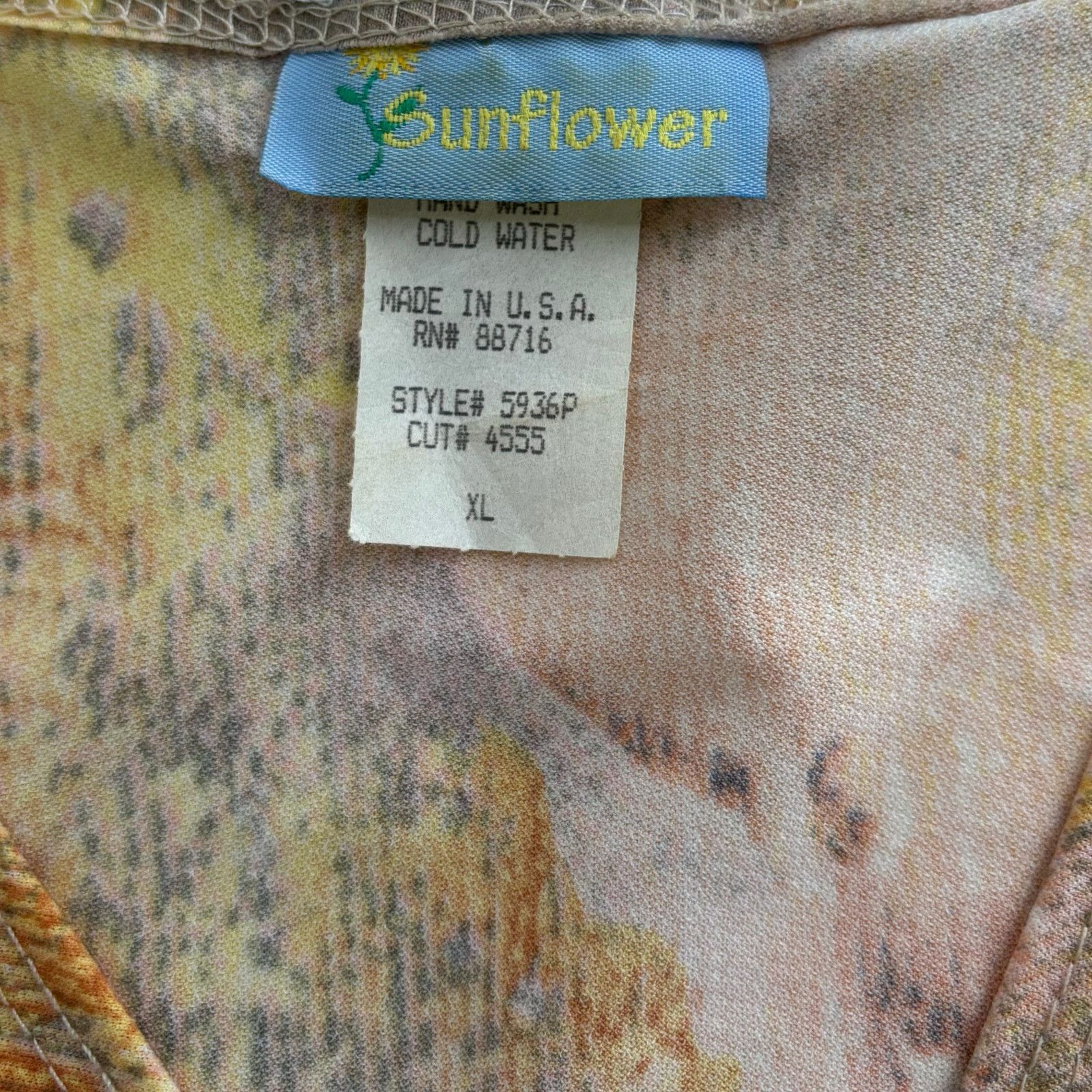 Sunflower Sunflower Earth Tone Abstract Twist Front Cap Sleeve Top XL Size XL / US 12-14 / IT 48-50 - 8 Thumbnail
