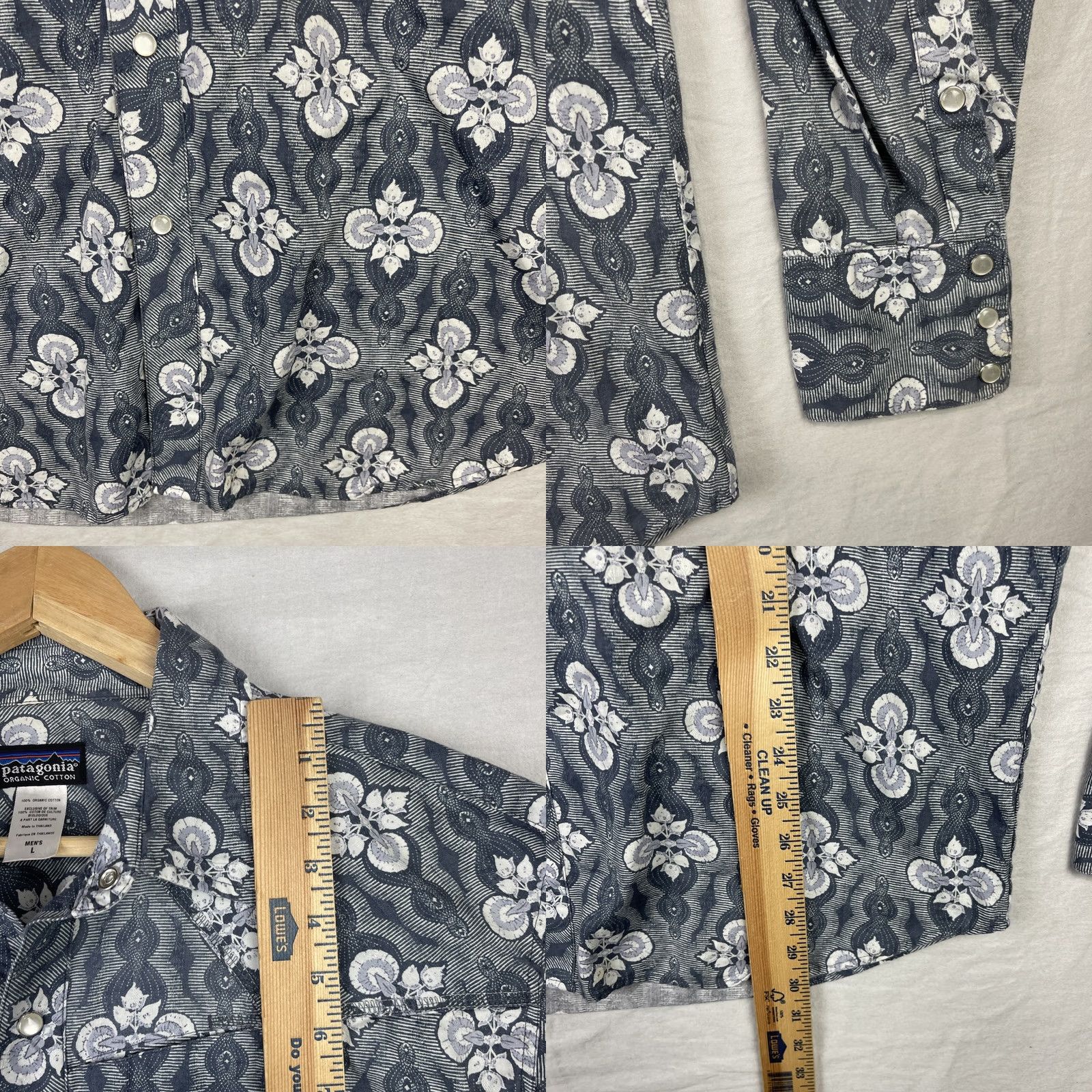 Patagonia VINTAGE Patagonia Rhythm Shirt Mens L Blue White Western Pearl Snap Cowboy Shirt Size US L / EU 52-54 / 3 - 8 Thumbnail