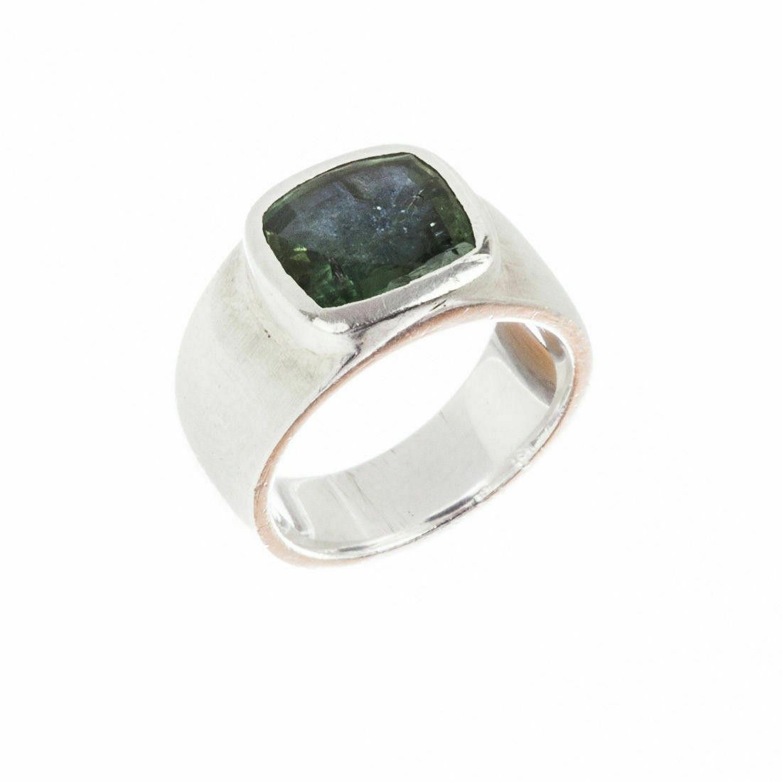 Handmade Handmade Sterling Silver Green Tourmaline Ring Size ONE SIZE - 1 Thumbnail