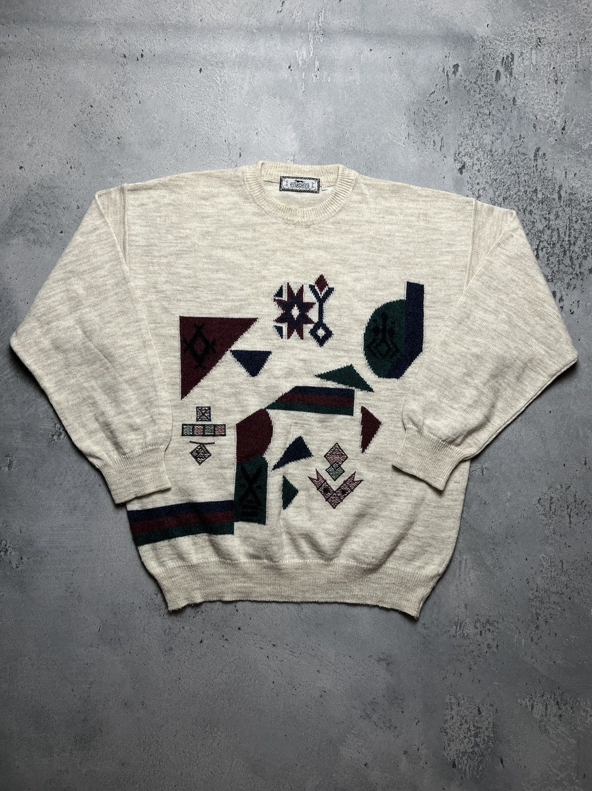 Vintage Unique Rare Style Coogi Norway Wool Sweater Abstract