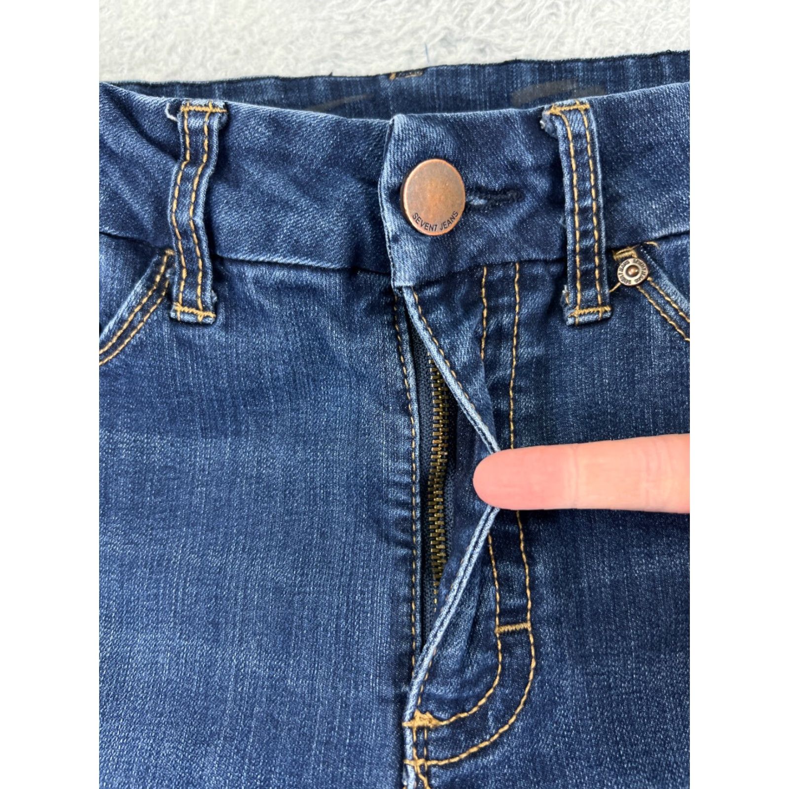 Vintage Seven7 Women's Skinny Jeans Medium Wash Blue Denim Tapered Mid Rise Embroidered 10 Size 32" / US 10 / IT 46 - 5 Thumbnail