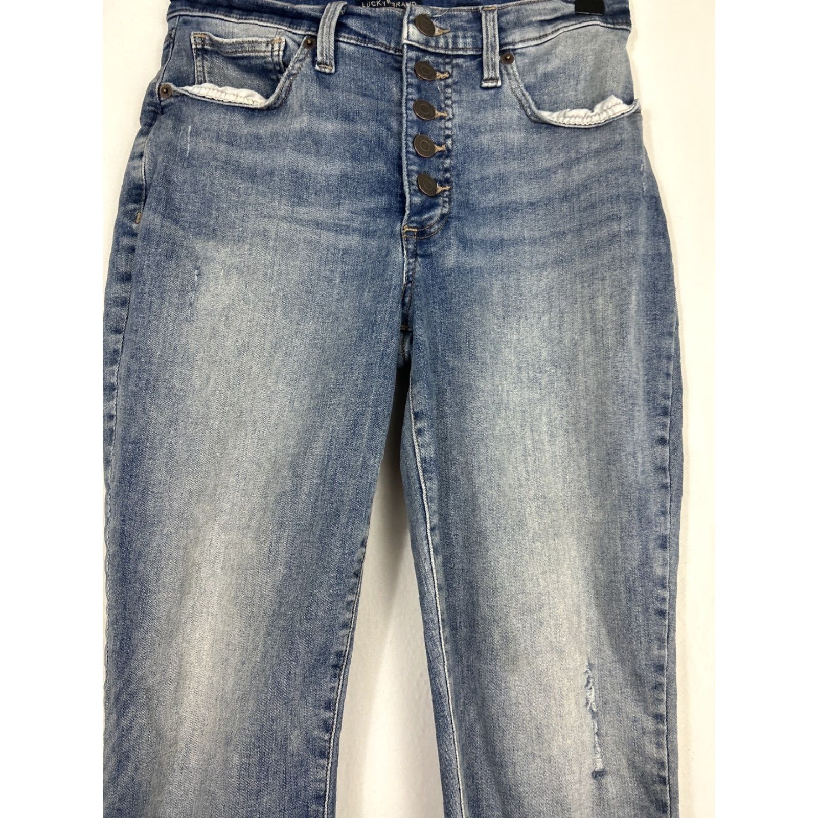 Lucky Brand Lucky Brand Jeans Skinny Bridgette Button Fly Denim 27x24 Womens 4 Blue Belt Pockets Size 27" / US 4 / IT 40 - 4 Thumbnail