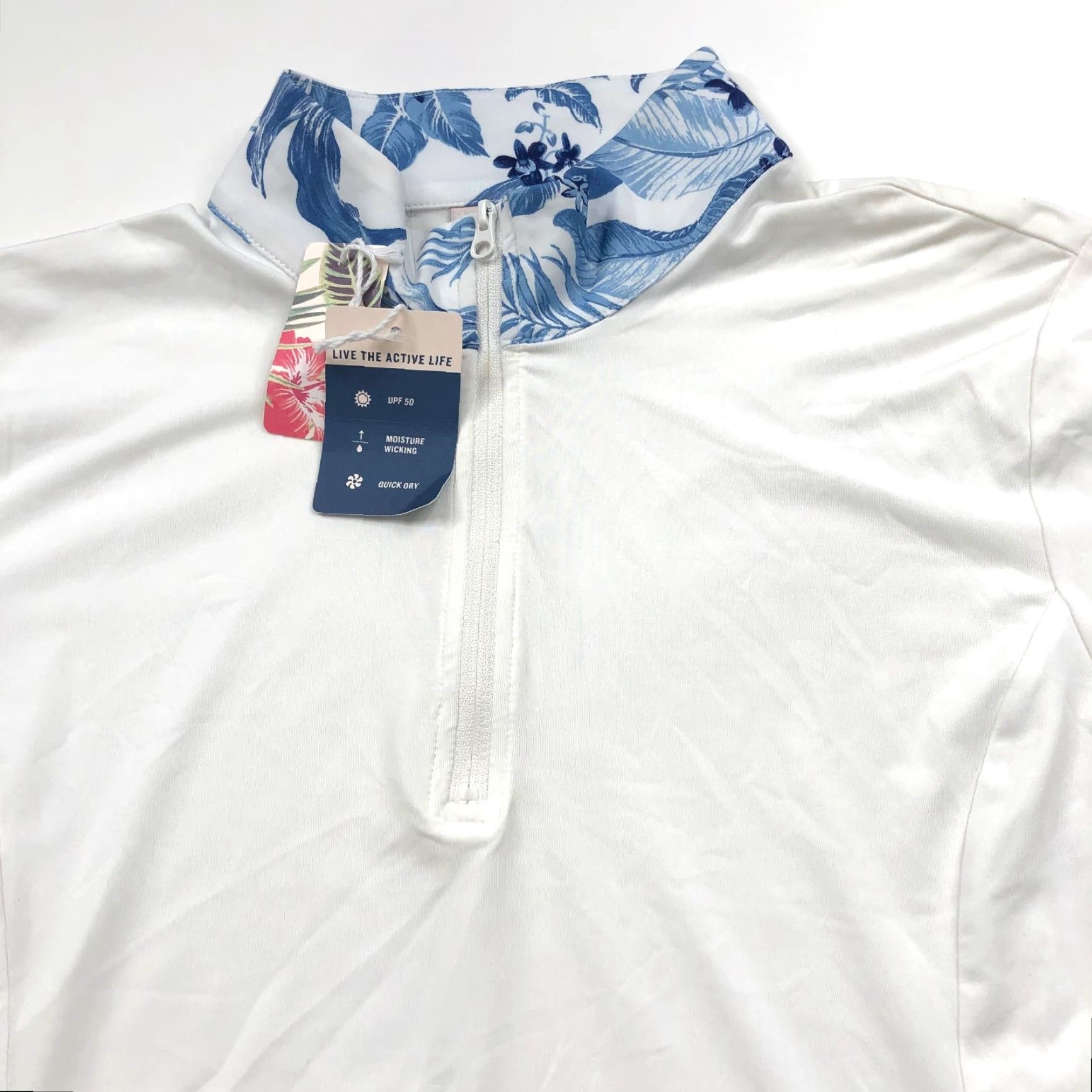 Tommy Bahama Tommy Bahama Golf Polo Shirt Women's Large White 1/4 Zip Short Sleeve Polo Shirt Size L / US 10 / IT 46 - 2 Thumbnail