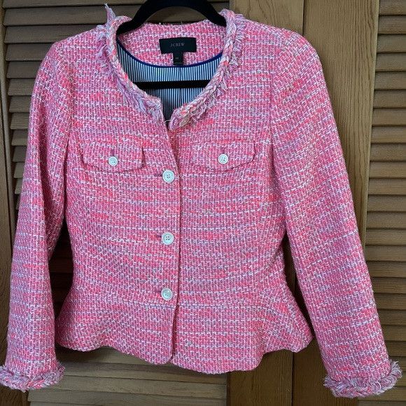 J.Crew J.Crew Peplum Tweed textured Blazer Jacket in pink Size 00 Size XXS / US 00 / IT 34 - 1 Thumbnail