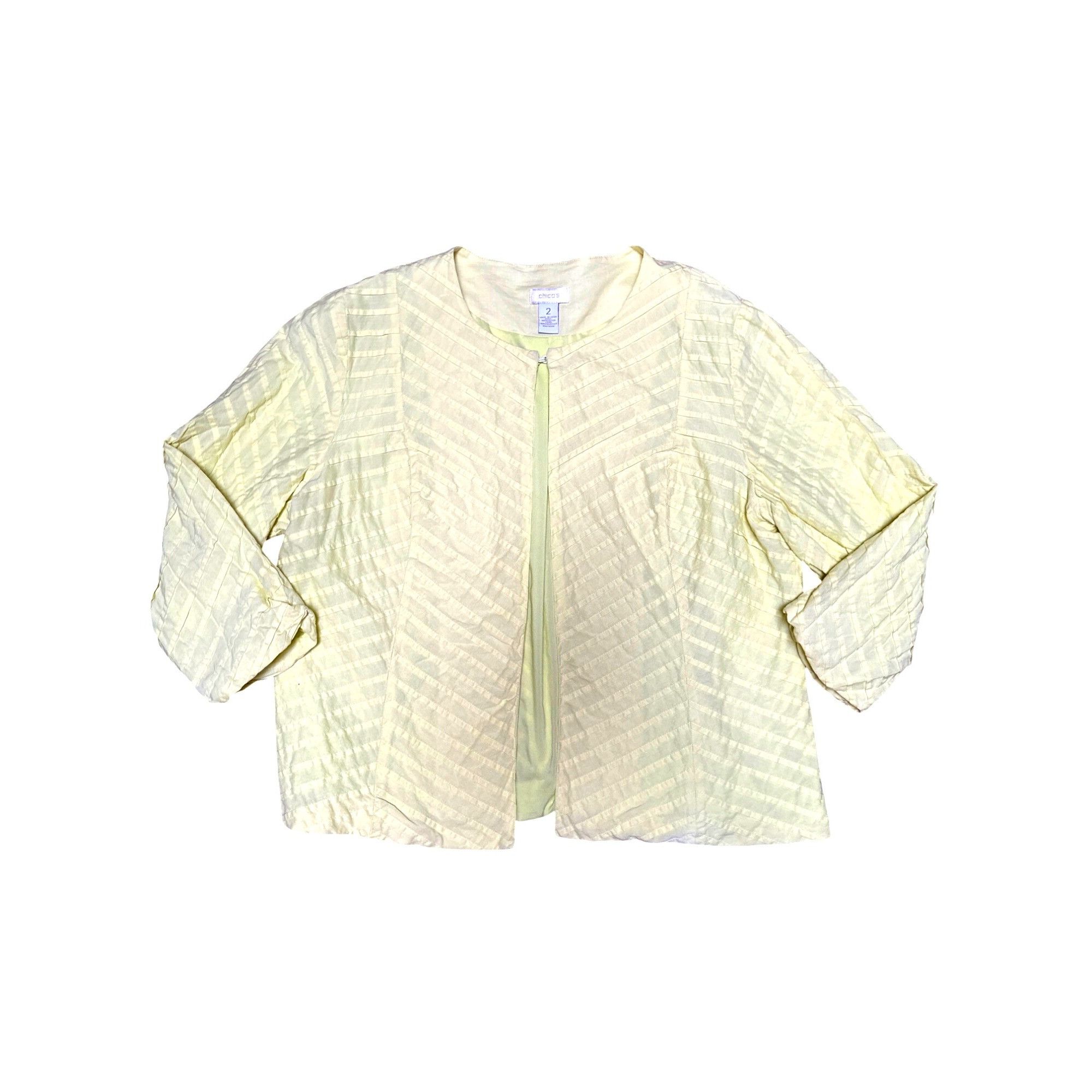 Chicos Chicos Yellow Textured Open Front Jacket Cotton Polyester Li Size XS / US 0-2 / IT 36-38 - 9 Thumbnail