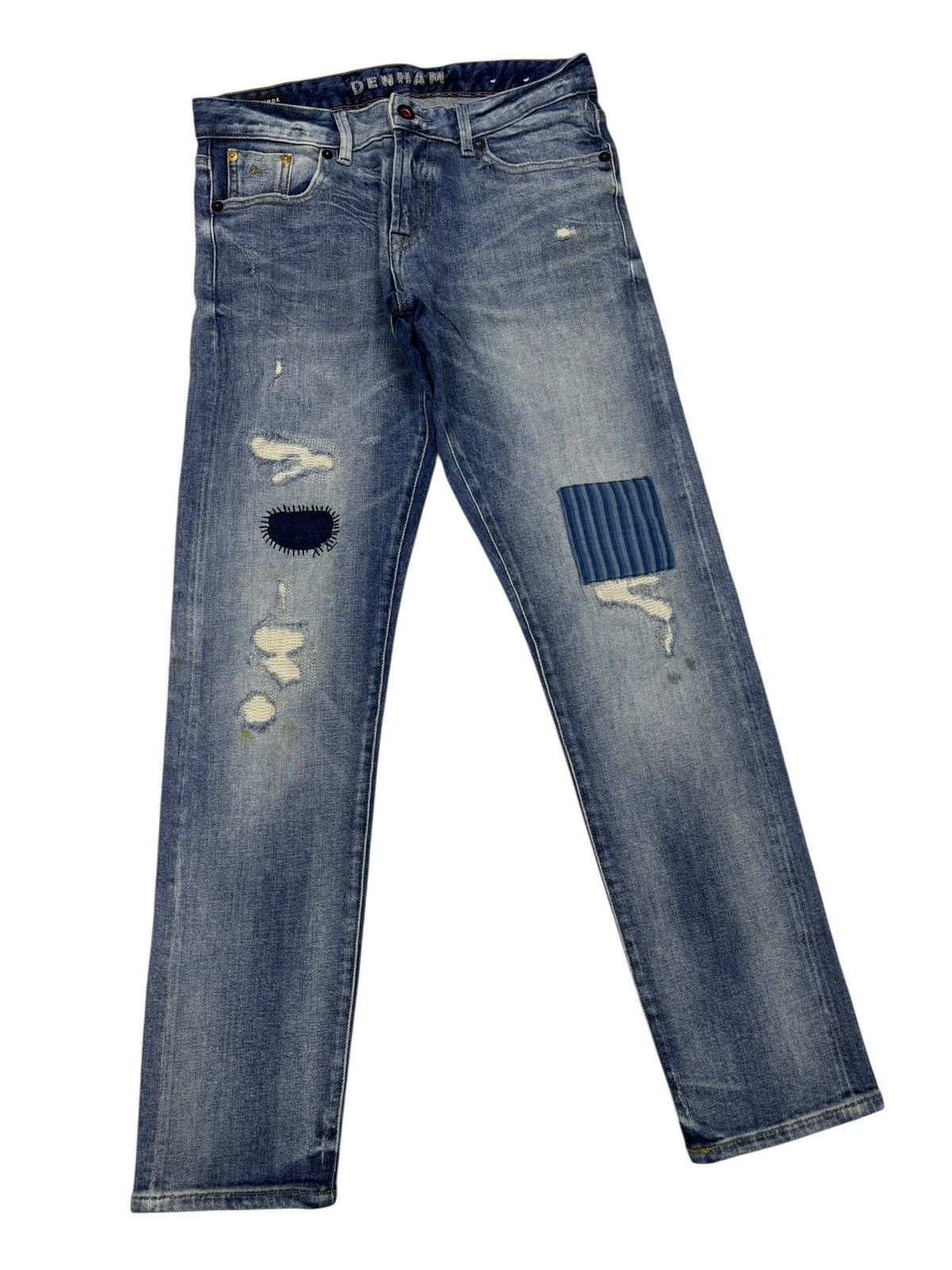 DENHAM Vintage Denham Half Selvedge Patchwork Distressed Denim Jean Size US 29 - 3 Thumbnail