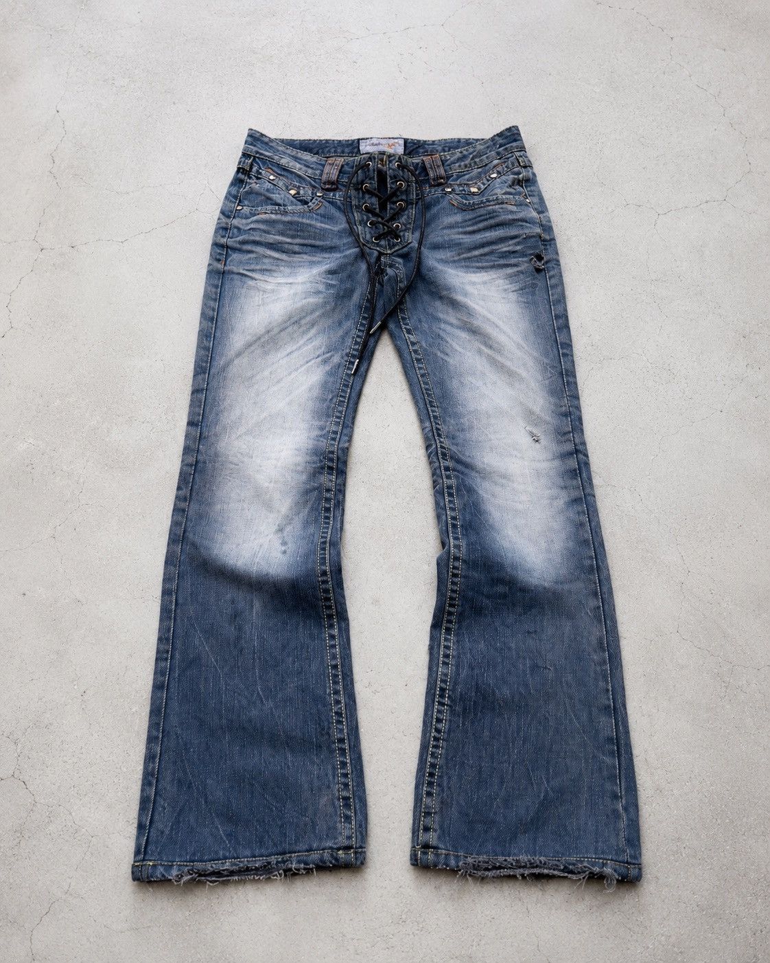 5351 POUR LES HOMMES TAEWON RENOVATIOB lace-up flare jeans Size US 28 / EU 44 - 1 Thumbnail