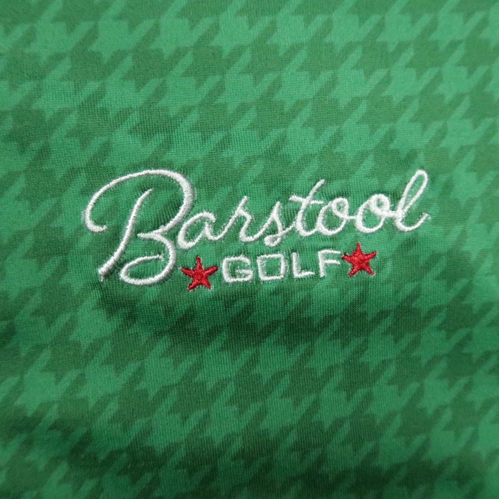 Vintage Barstool Sports Polo Shirt Mens Large Green Houndstooth Short Sleeve Golf Shirt Size US L / EU 52-54 / 3 - 4 Thumbnail