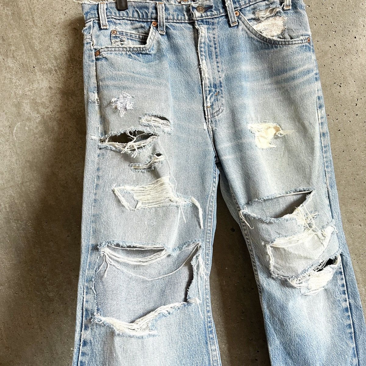 Pre-owned Levis X Vintage Thrashed Levi's 517 Light Wash Repair Denim