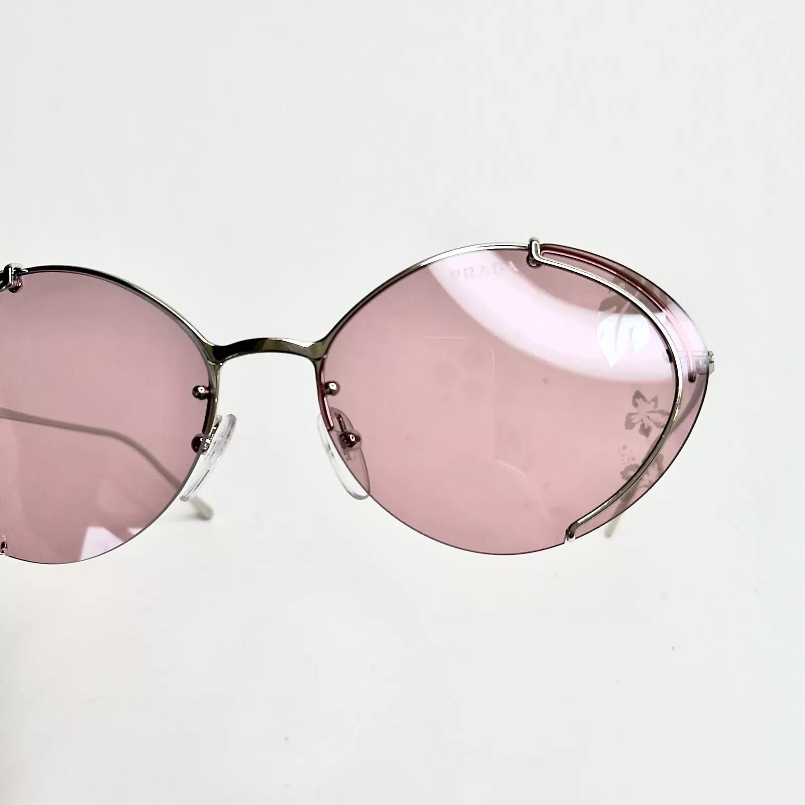 Prada PRADA Oval Metal Sunglasses 60U Silver Pink Mirror PR60US Size ONE SIZE - 6 Thumbnail