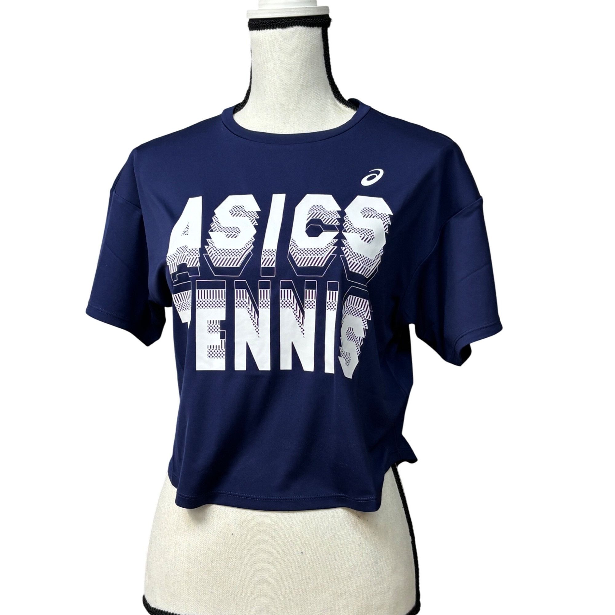Asics ASICS Women's Court Graphic Cropped Tennis Tee, Navy, S Size S / US 4 / IT 40 - 13 Thumbnail