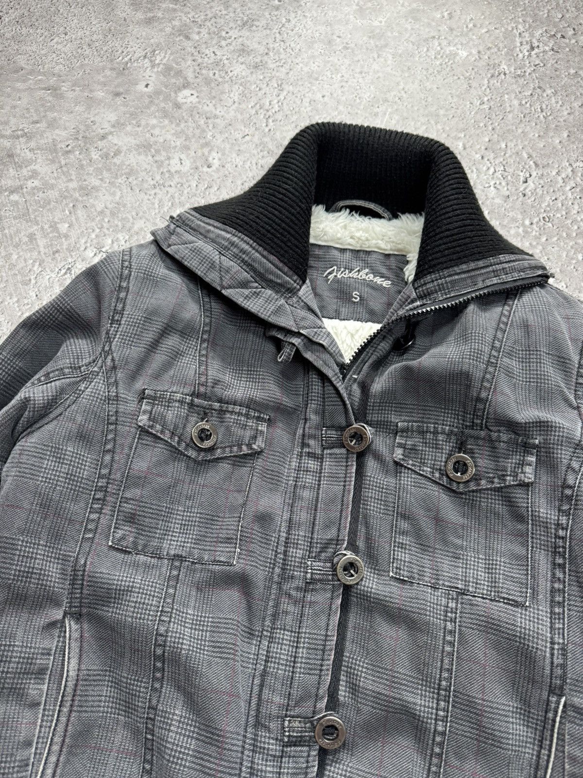 Other Women Cropped Jacket Sherpa Lined Moto Biker Plaid Zip S Size M / US 6-8 / IT 42-44 - 9 Thumbnail