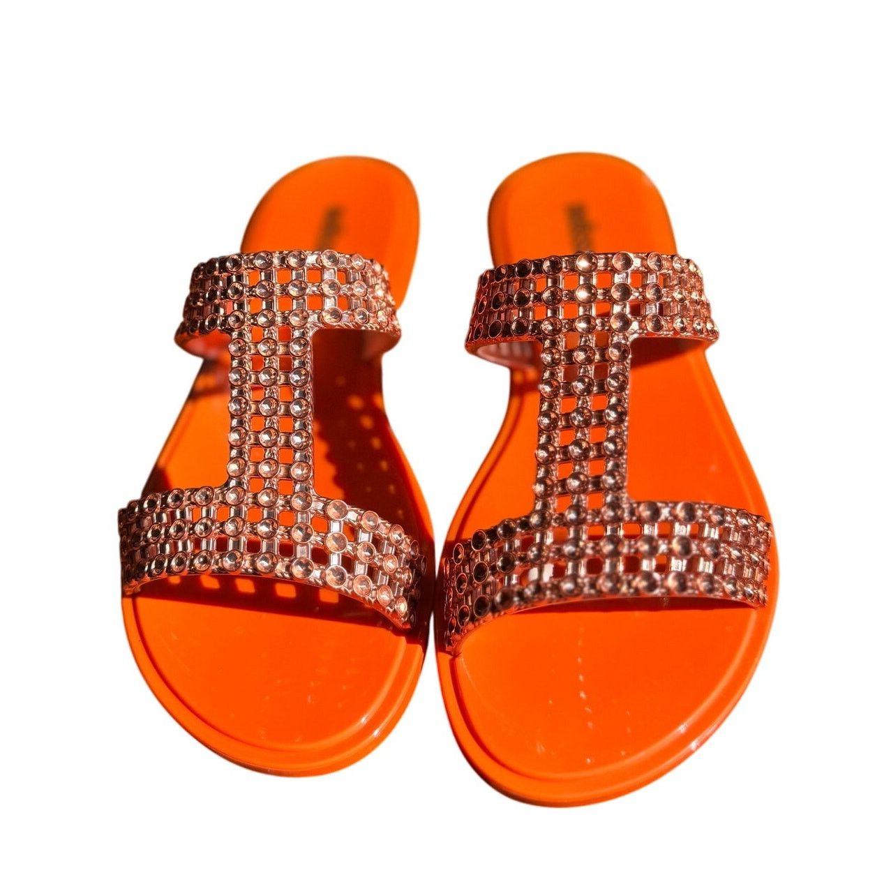 Melissa Melissa Slide Sandals with Crystals | Size 6 | Bright Orange Size US 6 / IT 36 - 3 Thumbnail