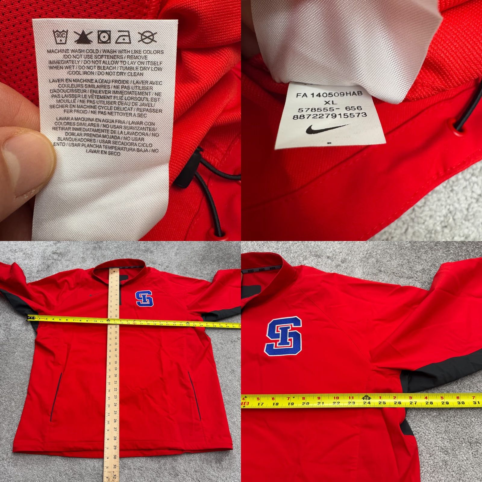 Nike Nike Full Zip Windbreaker Track Jacket Mens XL Red Embroidered Logo Team SI Logo Athletic Outerwear Size US XL / EU 56 / 4 - 9 Thumbnail