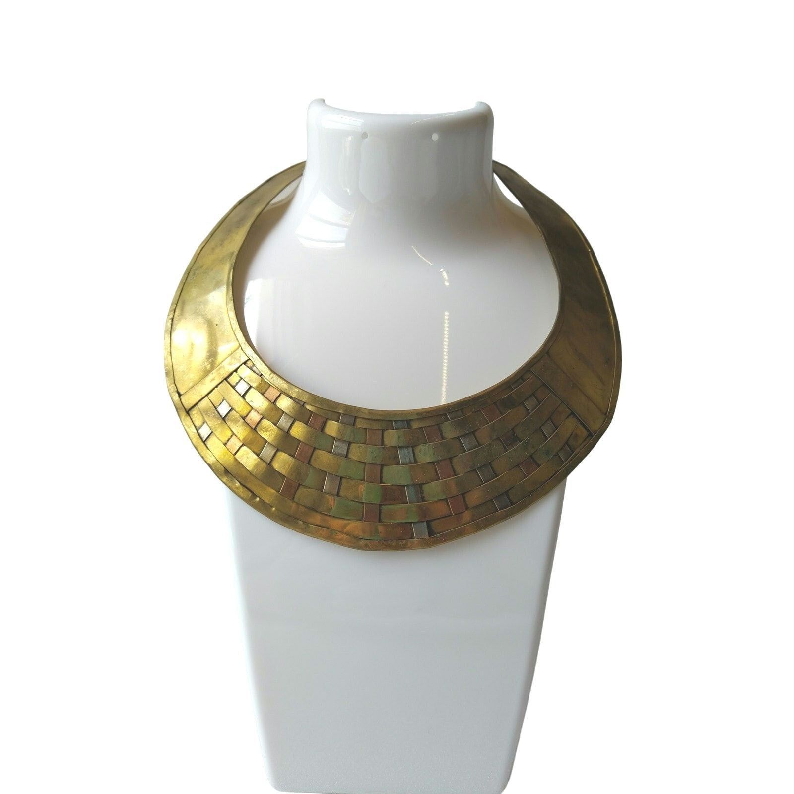 The Unbranded Brand Vintage Modernist Handmade Brass Choker Necklace Tribal Size ONE SIZE - 1 Thumbnail