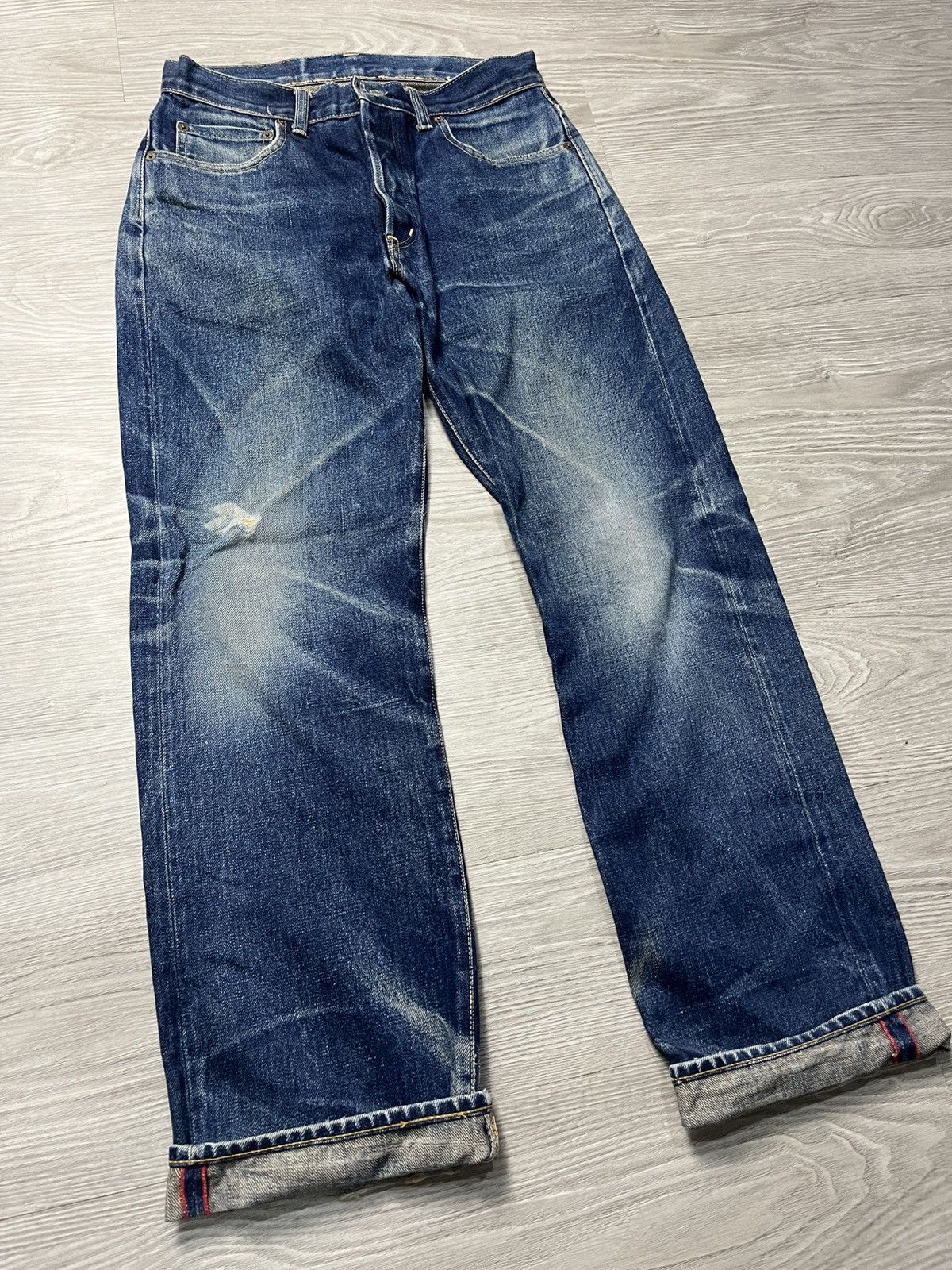 Blue Blue Japan Vintage HR Market Blue Blue Japan Selvedge faded Denim Jeans Size US 31 - 3 Thumbnail