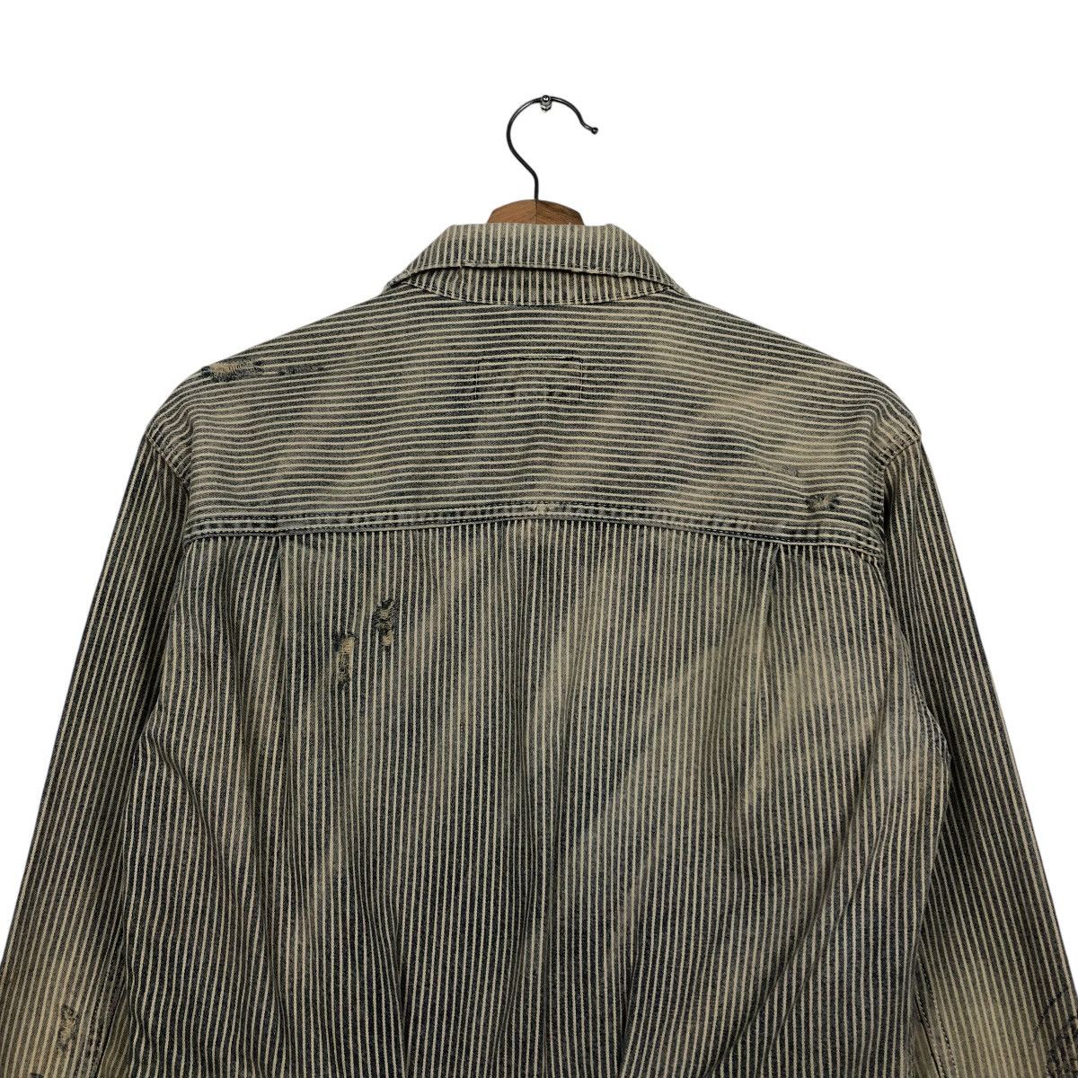 Ralph Lauren 🔥VINTAGE CROPPED BIKER JACKET HICKORY CHORE DENIM & SUPPPLY Size US XS / EU 42 / 0 - 11 Thumbnail