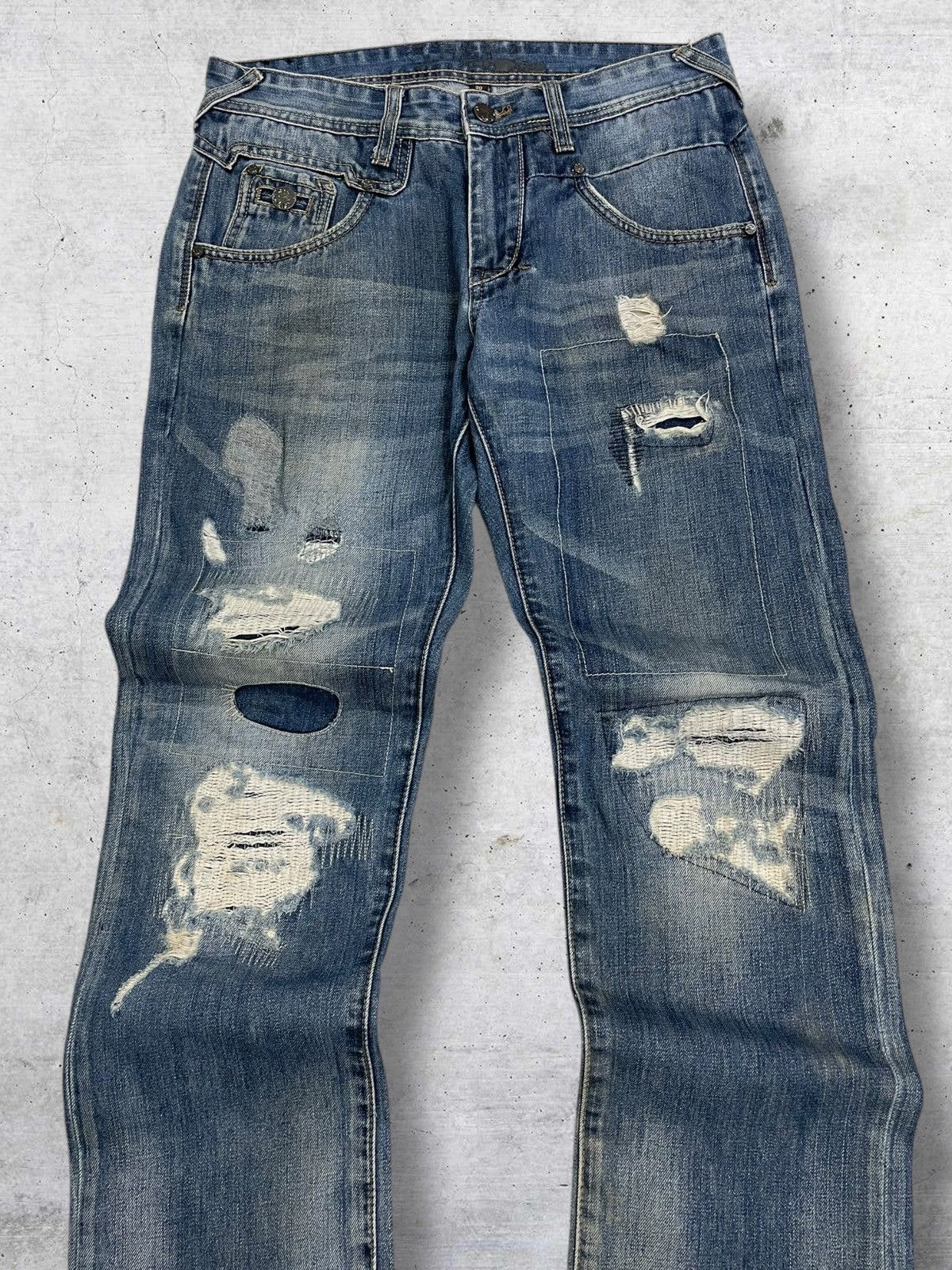 Japanese Brand VINTAGE 1990S DESIGNER SAMUEL&KEVIN DISTRESSEE RIPPED DENIM Size US 31 - 6 Thumbnail
