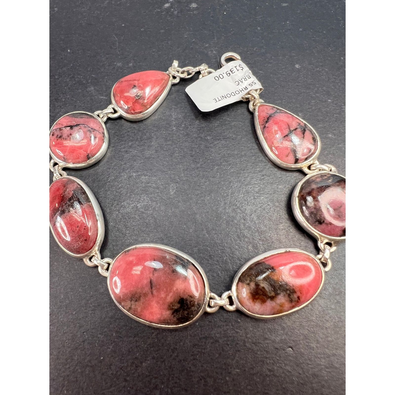 Other New Rhodonite free form sterling silver link bracelet Size ONE SIZE - 1 Thumbnail