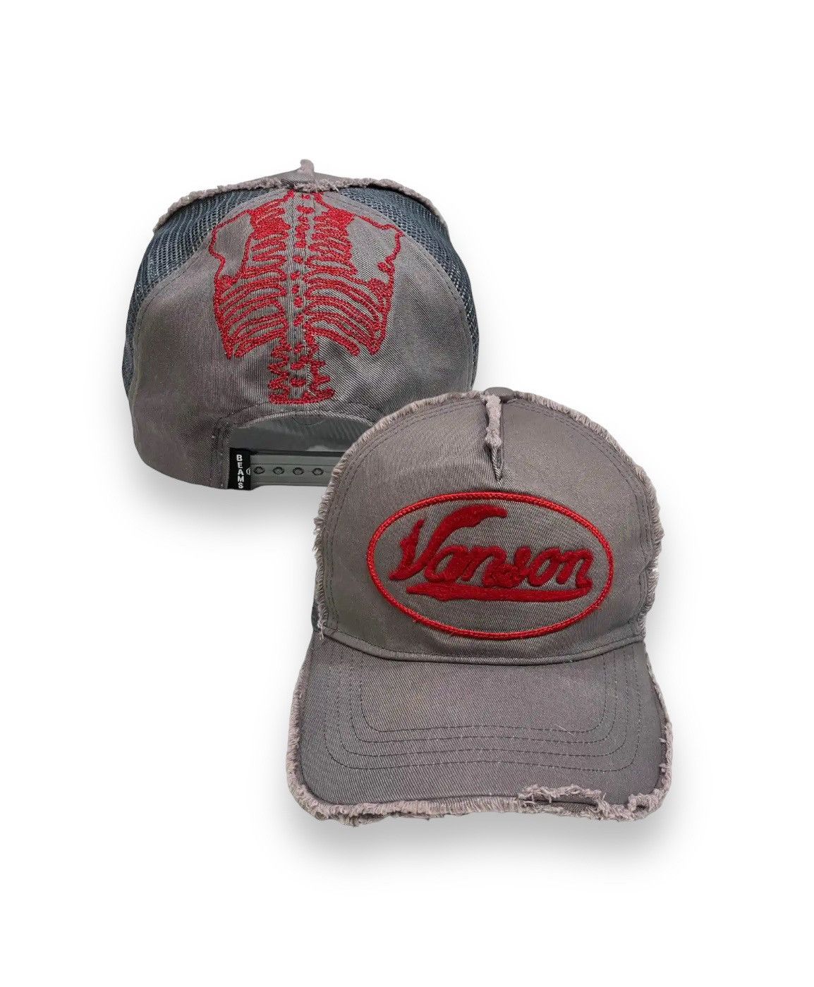 image of Beams Plus x Skulls Vintage Vanson Leather X Beams Iconic Skeleton Bones Trucker in Grey, Men's