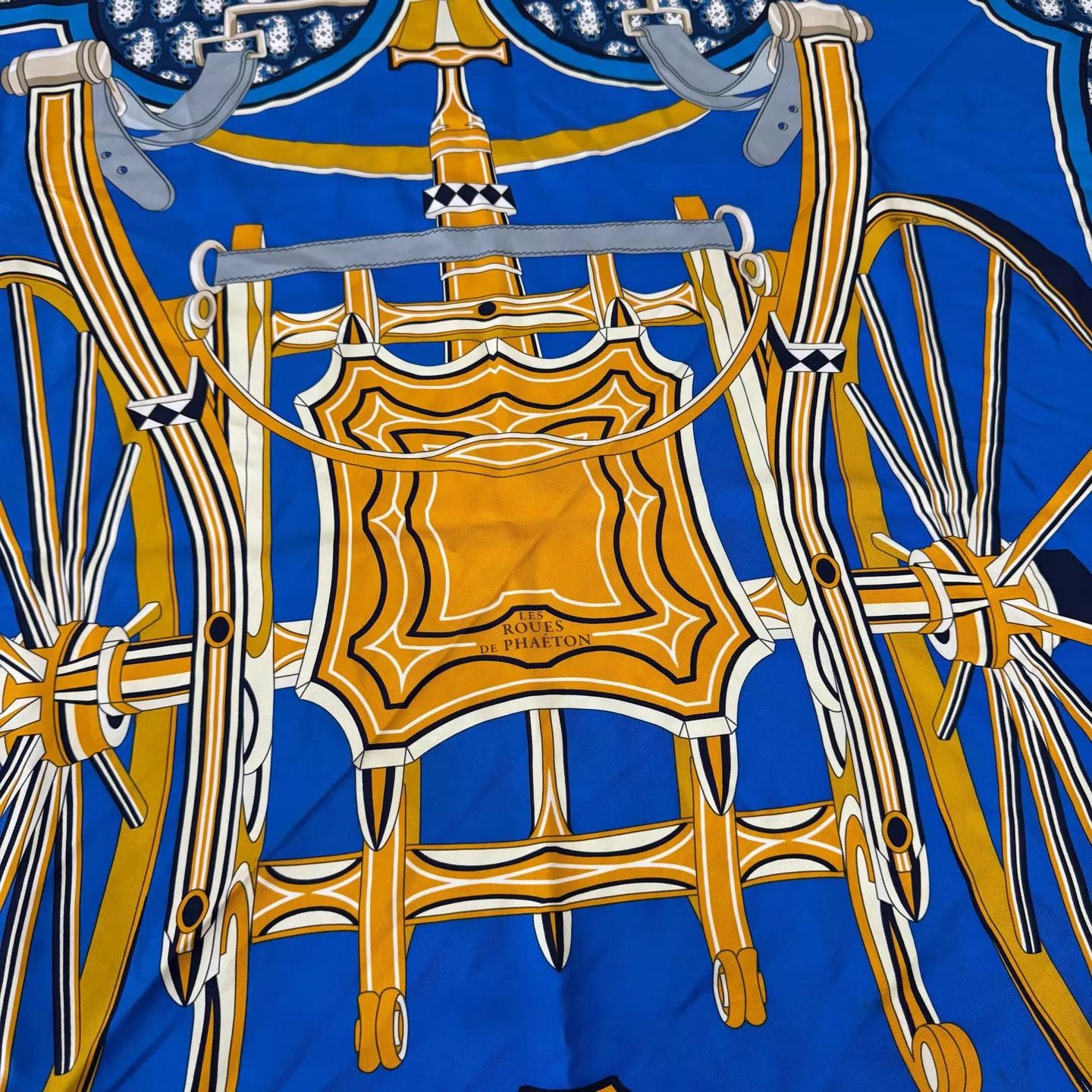 Hermes Hermes Classic Blue & Gold Wheel Scarf 90x90 Size ONE SIZE - 3 Thumbnail