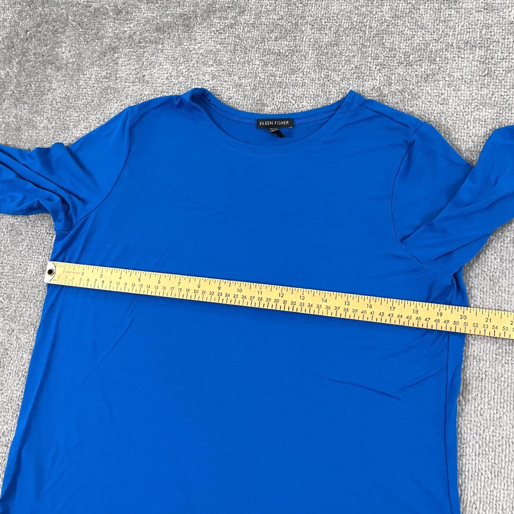 Eileen Fisher VINTAGE Eileen Fisher Blouse Women Large Blue Viscose Lycra Stretch Crew Long Sleeve Casual Top Size L / US 10 / IT 46 - 5 Thumbnail
