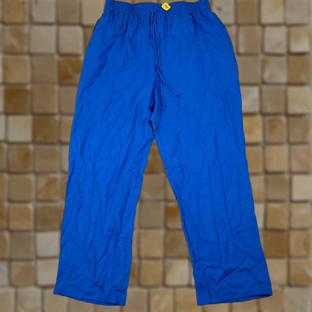Vintage Vintage Samantha Lee Womens XL Relaxed Blue 80s Stretch Waist Pant Pants Pockets High Rise Drawstring Lounge Jeans? Size 40" / US 18 - 1 Thumbnail