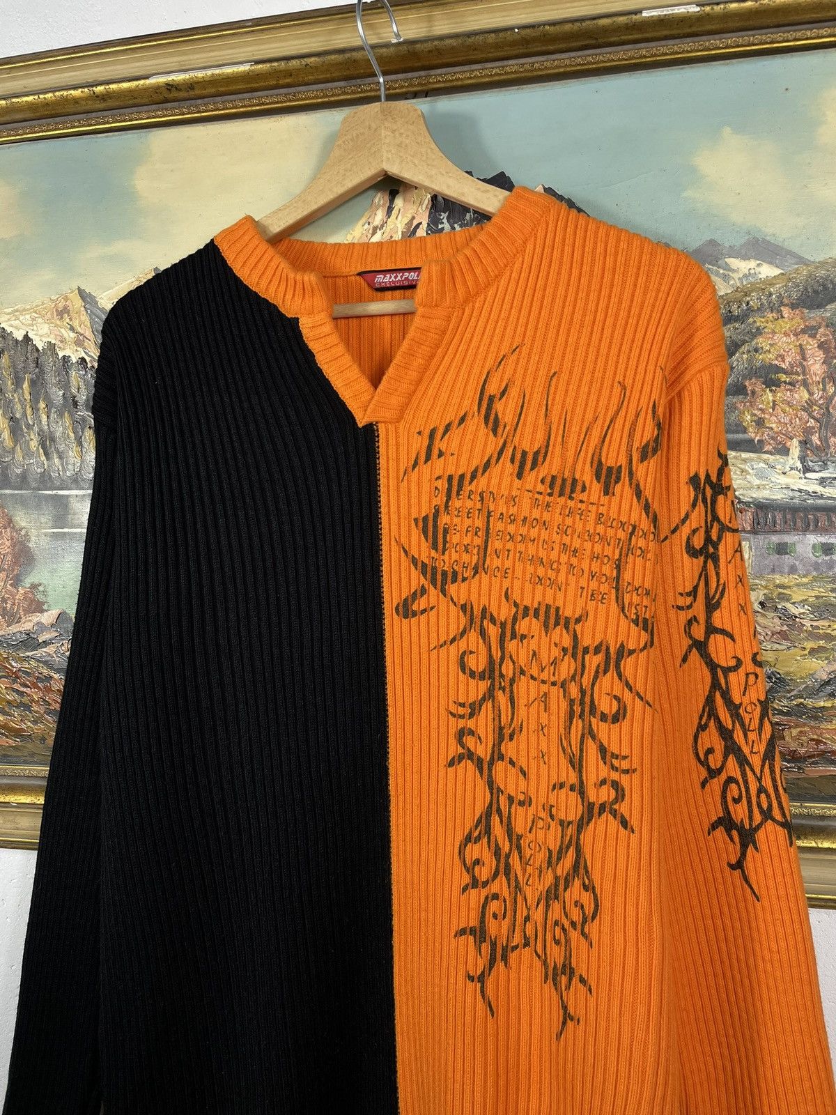 Affliction × Tapout Black retro 00s jumper sweater big graphic cyber avant garde Size US M / EU 48-50 / 2 - 4 Thumbnail