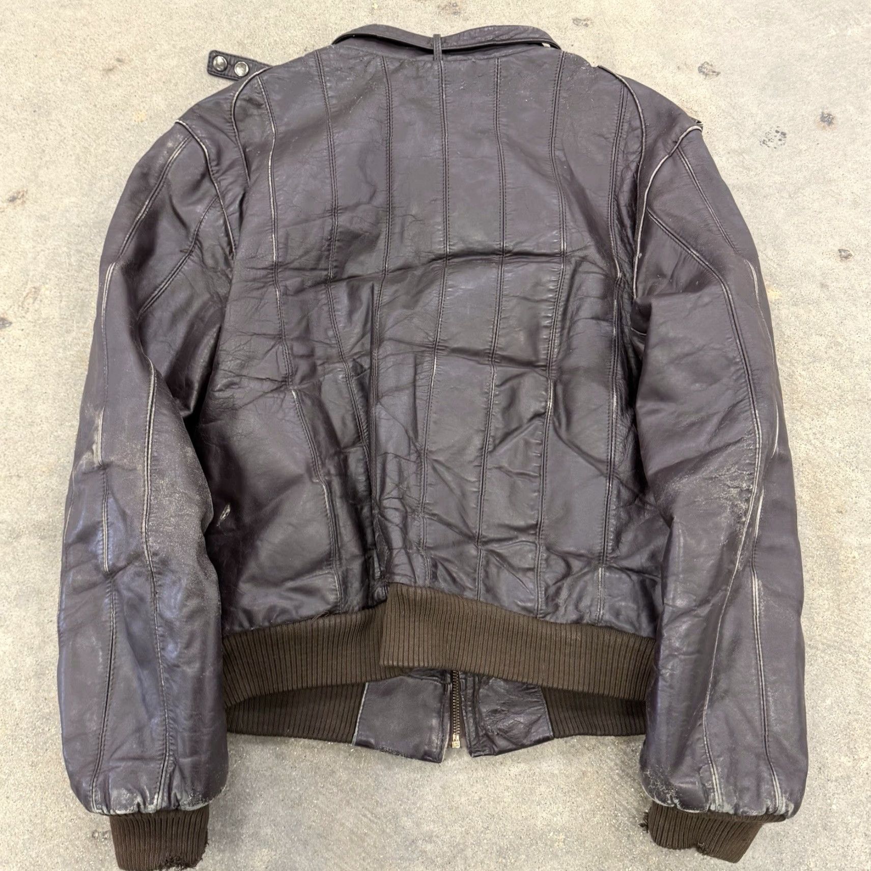 Members Only VINTAGE Members Only Leather Jacket Mens Bomber Distressed L Brown 80s Racer Zipper Mid-Length Size US L / EU 52-54 / 3 - 2 Thumbnail