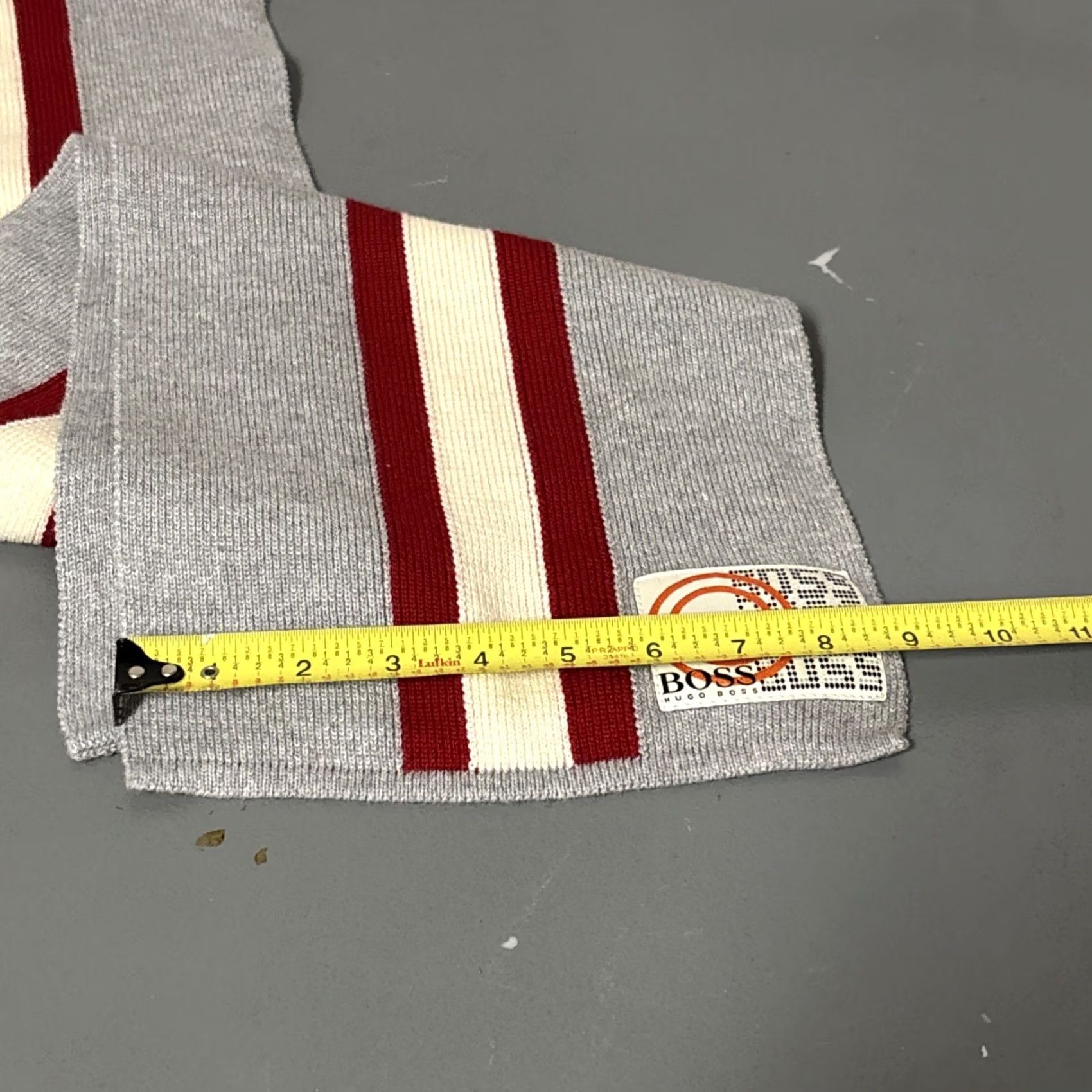 Hugo Boss VINTAGE Boss Hugo Boss Scarf Wool Blend Striped Gray Red White Mens Size ONE SIZE - 4 Thumbnail