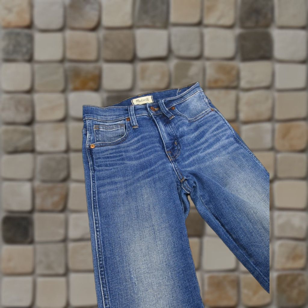 Madewell Madewell Jeans Womens 25 9" Rise Skinny Medium Wash Denim Ripped Blue Zip Zipper Size 42" / US 20 - 1 Thumbnail
