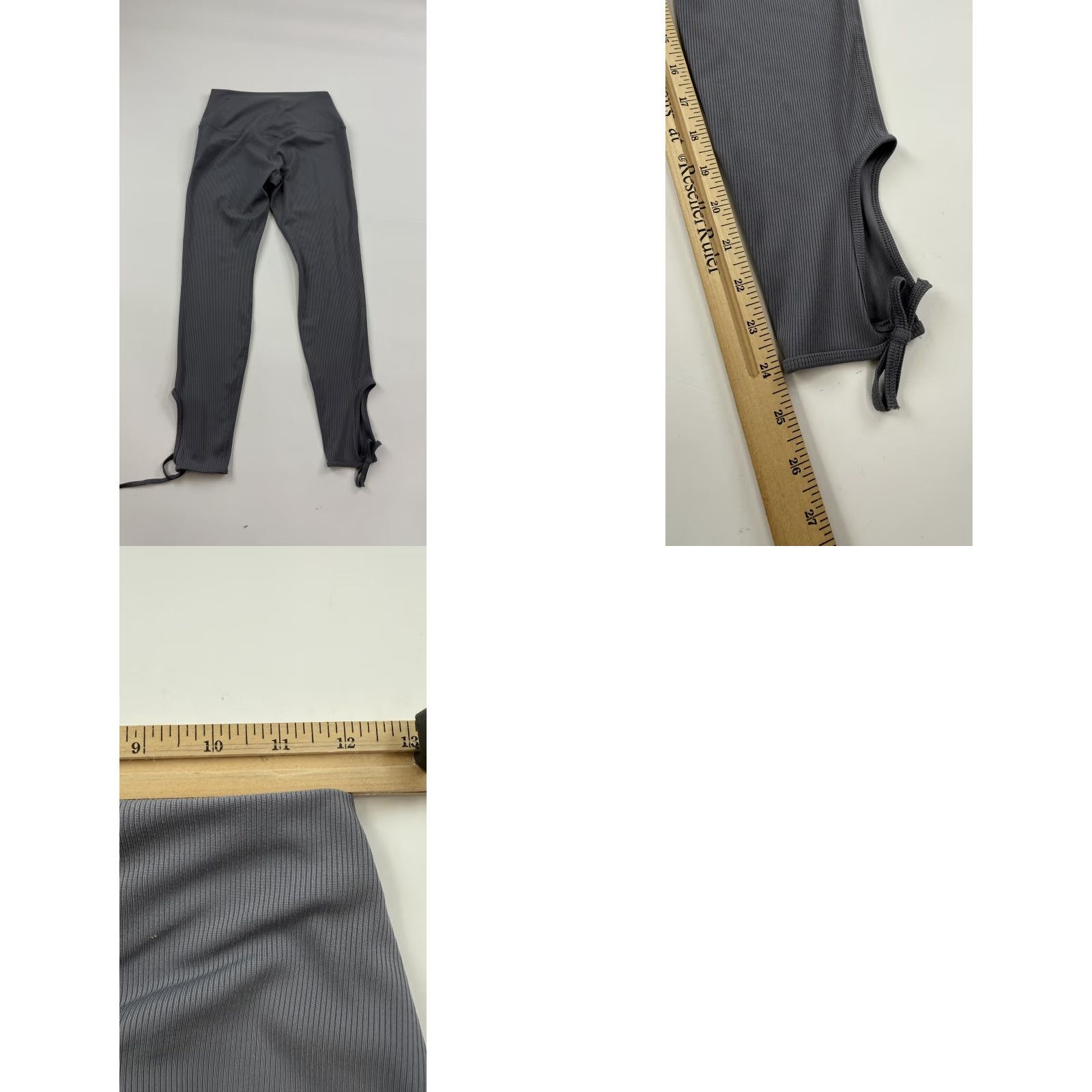 Nike Nike Dri-Fit Pants Womens Medium Gray Ribbed High Waist Stirrup Tights BV4568-056 Size 32" / US 10 / IT 46 - 8 Thumbnail