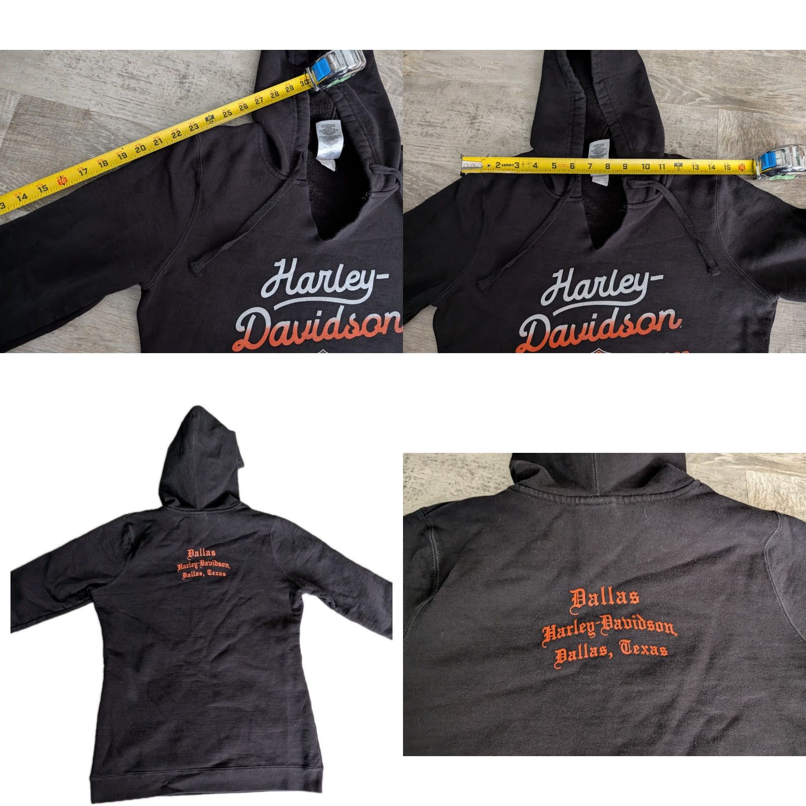 Harley Davidson Harley-Davidson Hoodie Women's V-Neck Dallas TX Black Size M Logo Pullover, Activewear, All Seasons, Cotton Blend, Long Sleeve, VGUC Size M / US 6-8 / IT 42-44 - 9 Thumbnail