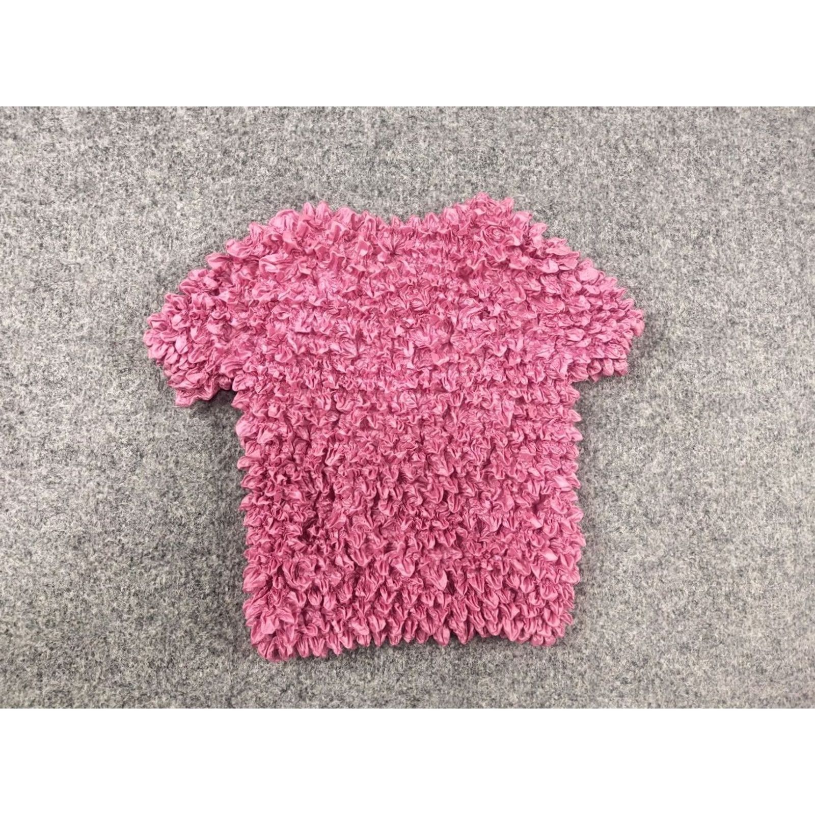 Pinko VINTAGE Issey Miyake Pink Short Sleeve Top Pleats One Size 90s Grunge Women's Shirt Size ONE SIZE - 5 Thumbnail