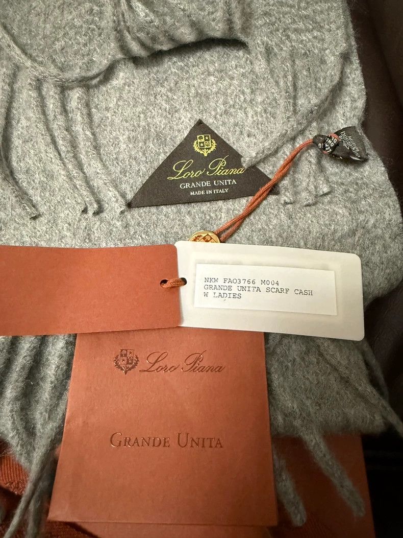 Loro Piana LORO PIANA size175*43cm Gray embroidered tassel decorations Size ONE SIZE - 2 Thumbnail