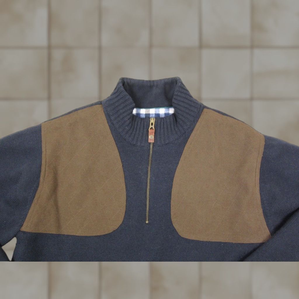 Orvis Orvis Sweatshirt Mens 90s Classic Pullover Mock Neck 1/4 Zip Wool Blue M Adult Regular Fleece Lined Size US M / EU 48-50 / 2 - 1 Thumbnail