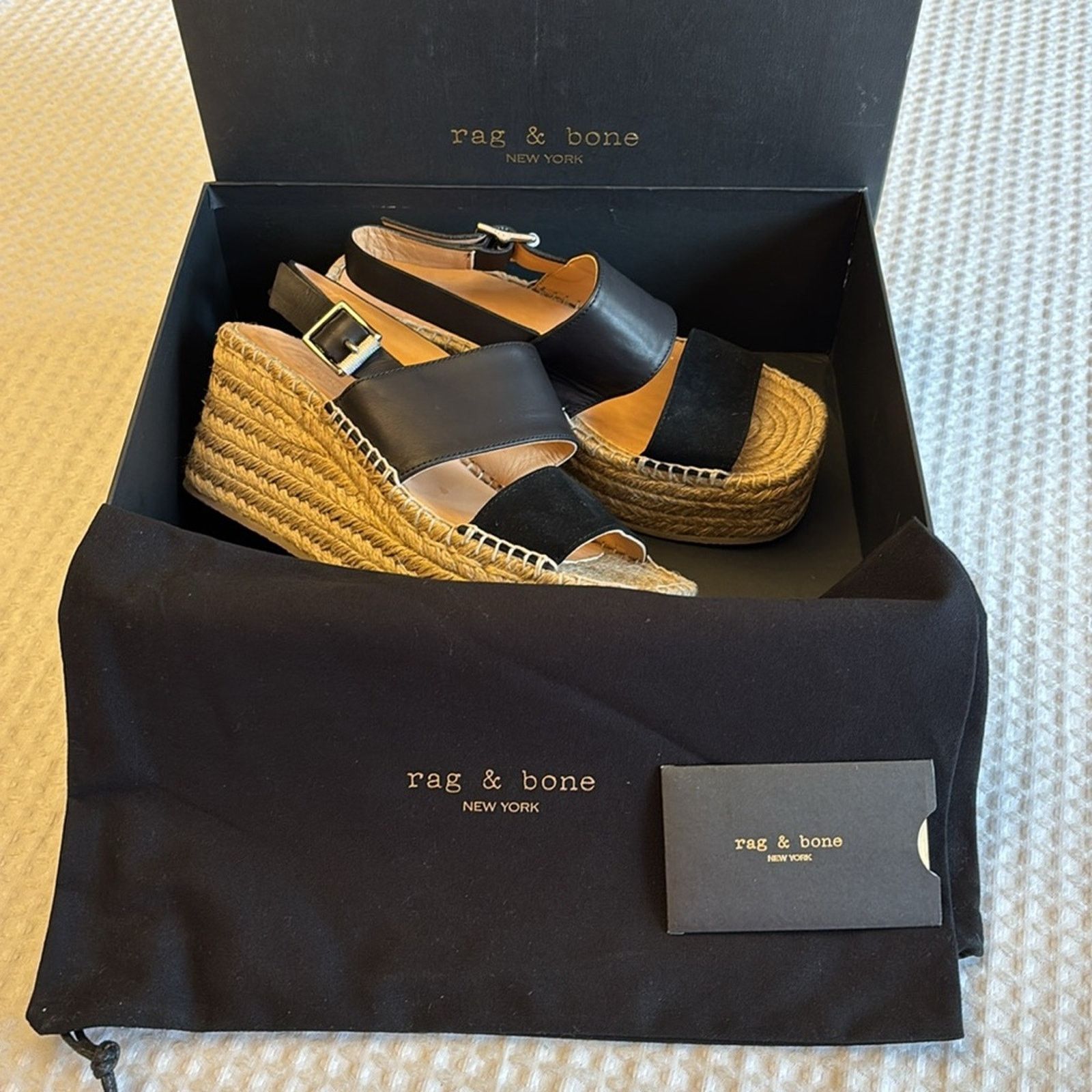 Rag & Bone NEW! rag & bone Edie 6.5 Black Platform Espadrille Sandals Size US 6.5 / IT 36.5 - 2 Thumbnail