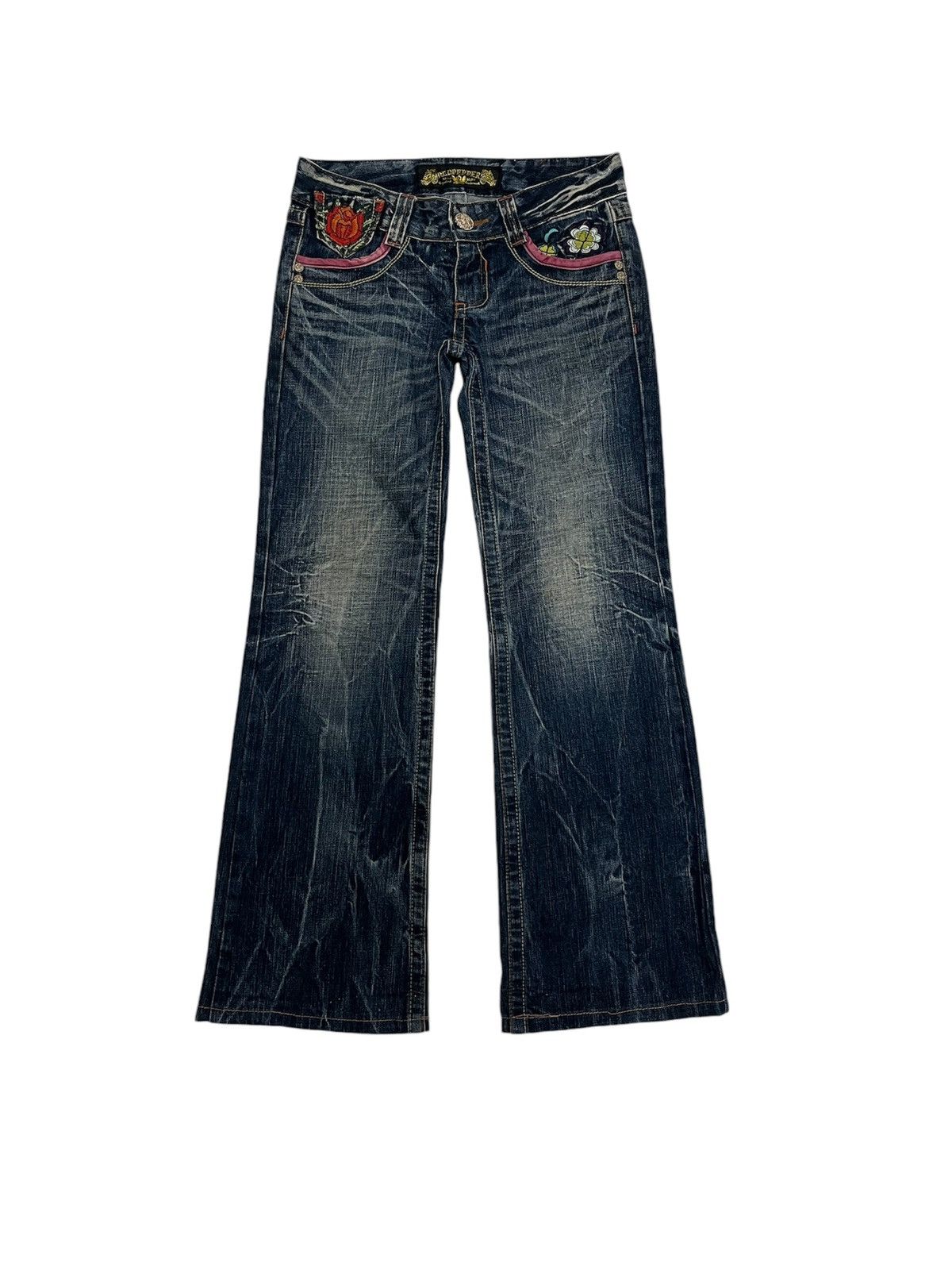 Hysteric Glamour FLARE JEANS RED PEPPER EMBROIDERY DENIM BOOT CUT PANTS Size 28" / US 6 / IT 42 - 6 Thumbnail
