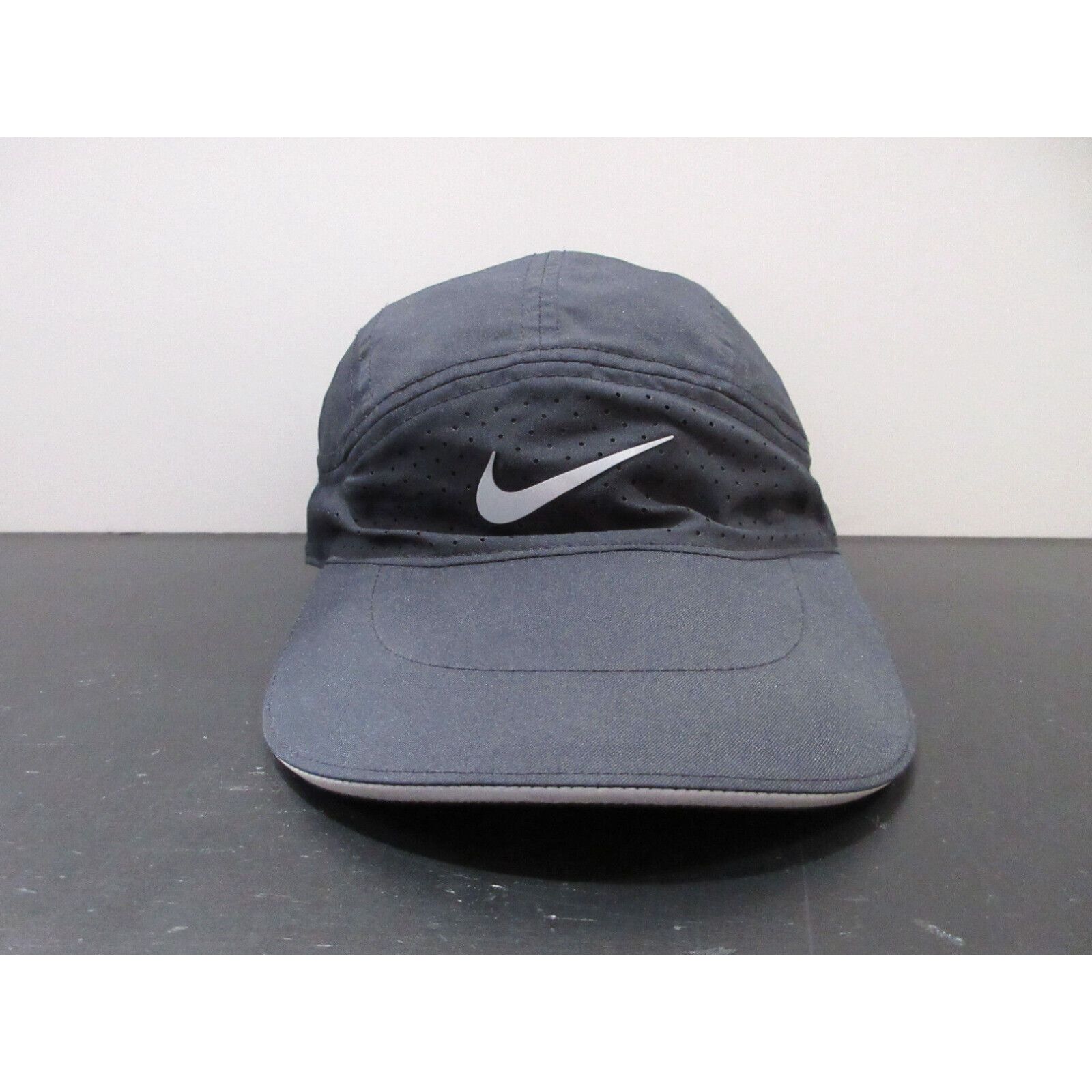 image of Nike Hat Cap Strap Back Black Gray Lightweight Panel Tailwind Drifit Adv Mens in White