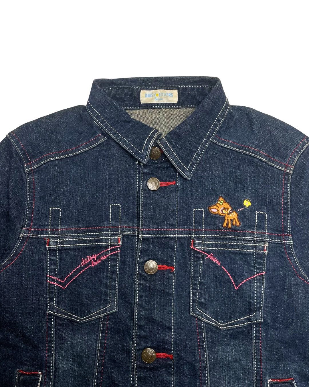 Japanese Brand Daisy Lovers Dark Wash Denim Jacket Size XS / US 0-2 / IT 36-38 - 4 Thumbnail