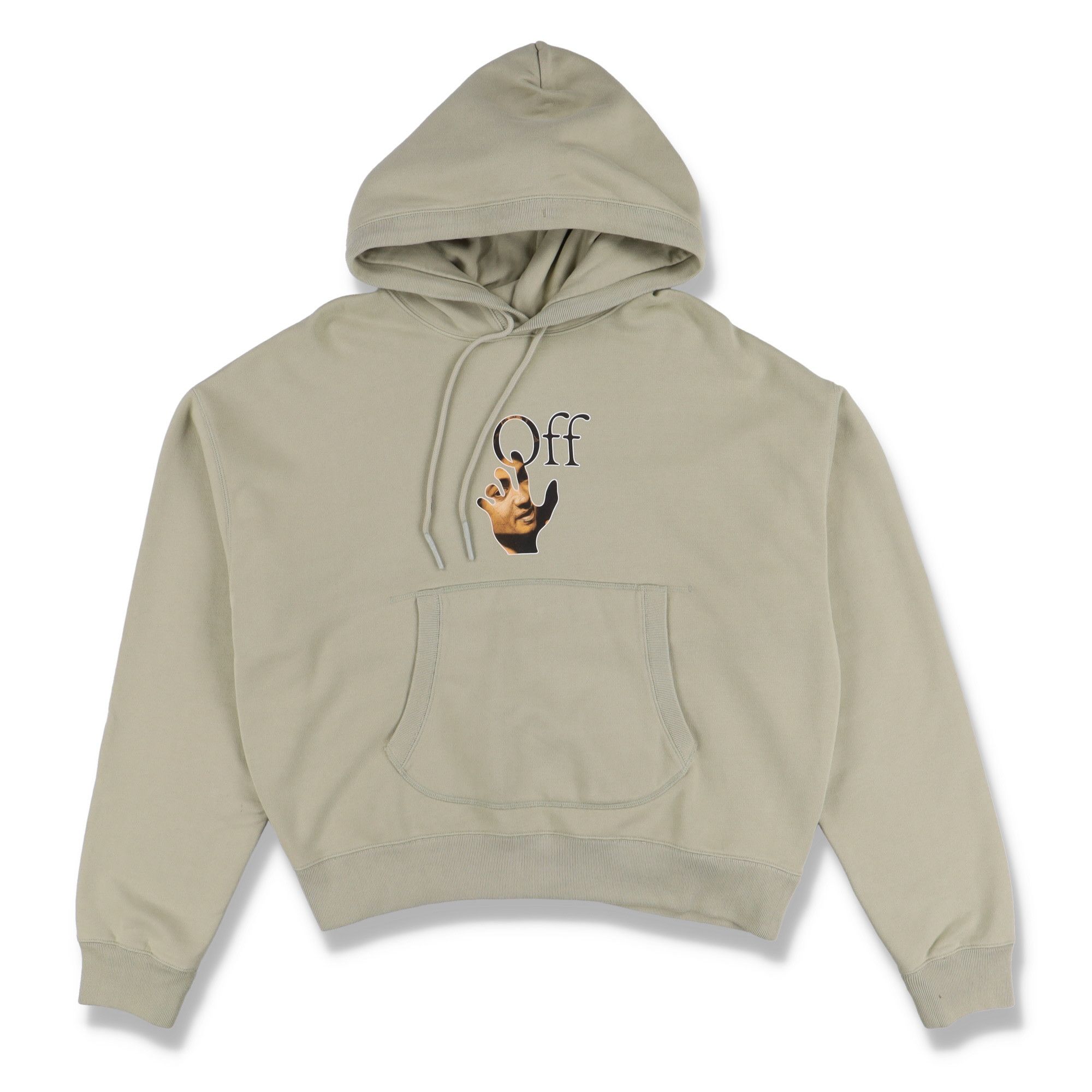 Off-White Beige Caravaggio Hand Logo Oversized Flatlock Hoodie Size US M / EU 48-50 / 2 - 1 Thumbnail