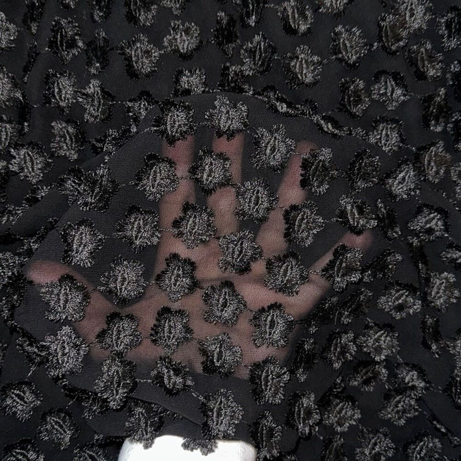 Madewell Madewell Floral Textured Black Sheer Blouse | Sz M Size M / US 6-8 / IT 42-44 - 4 Thumbnail