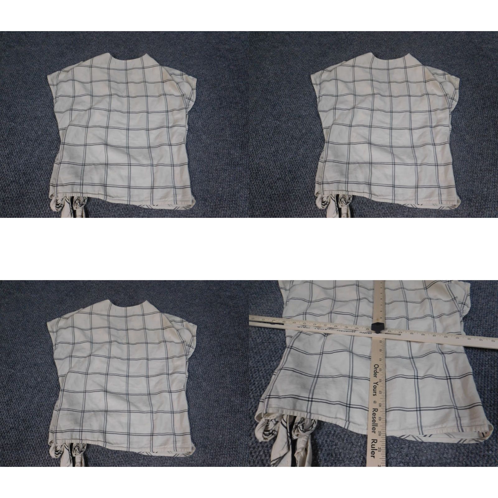 Banana Republic Banana Republic Womens Blouse Small Black beige plaid snap top classic knot Size S / US 4 / IT 40 - 8 Thumbnail