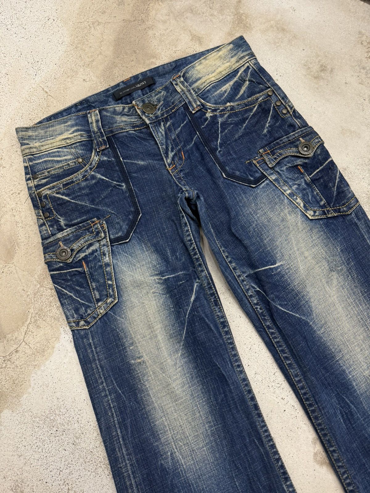 Hysteric Glamour Wide Leg Mudwash Thunder Whisker Distressed Denim Pants Size US 31 - 3 Thumbnail