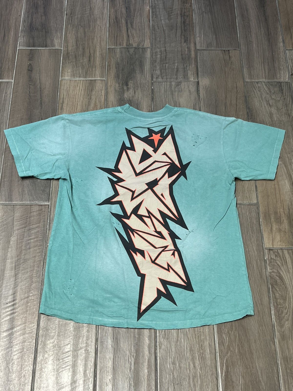 HELLSTAR HELLSTAR “CRACK PRINT” TSHIRT - SIZE MEDIUM - (GREEN) Size US M / EU 48-50 / 2 - 2 Thumbnail