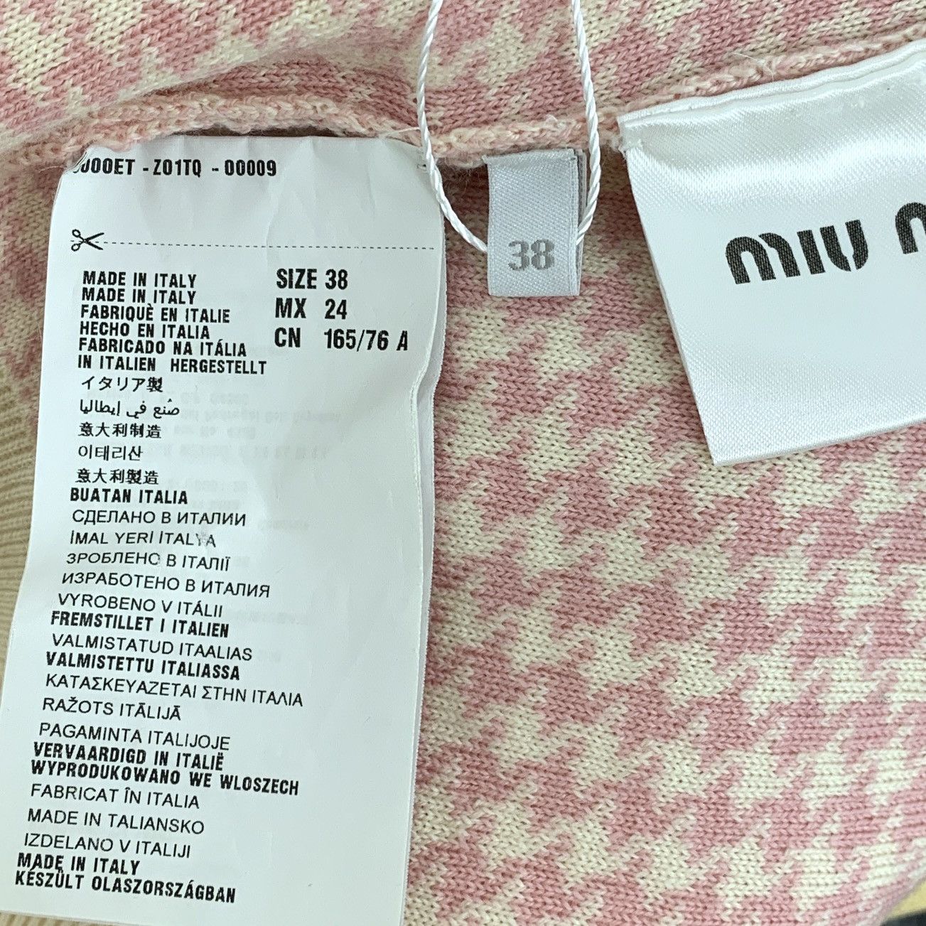 Miu Miu Miu Miu Pink Houndstooth Wool Short Sleeve Knit Top K26WX Size M / US 6-8 / IT 42-44 - 6 Thumbnail