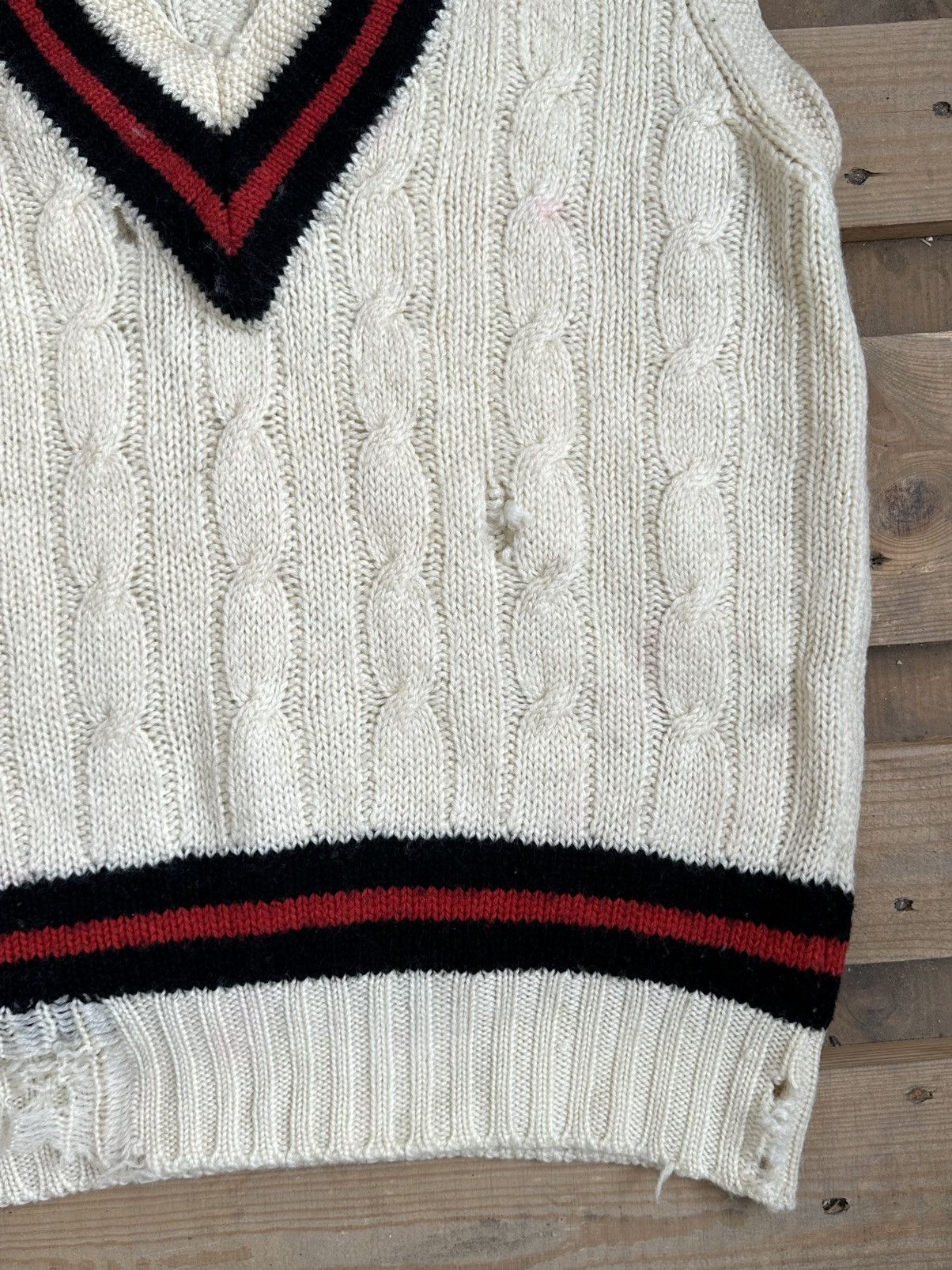 Vintage Vintage Distressed Knit Wool Vest Size M / US 6-8 / IT 42-44 - 4 Thumbnail