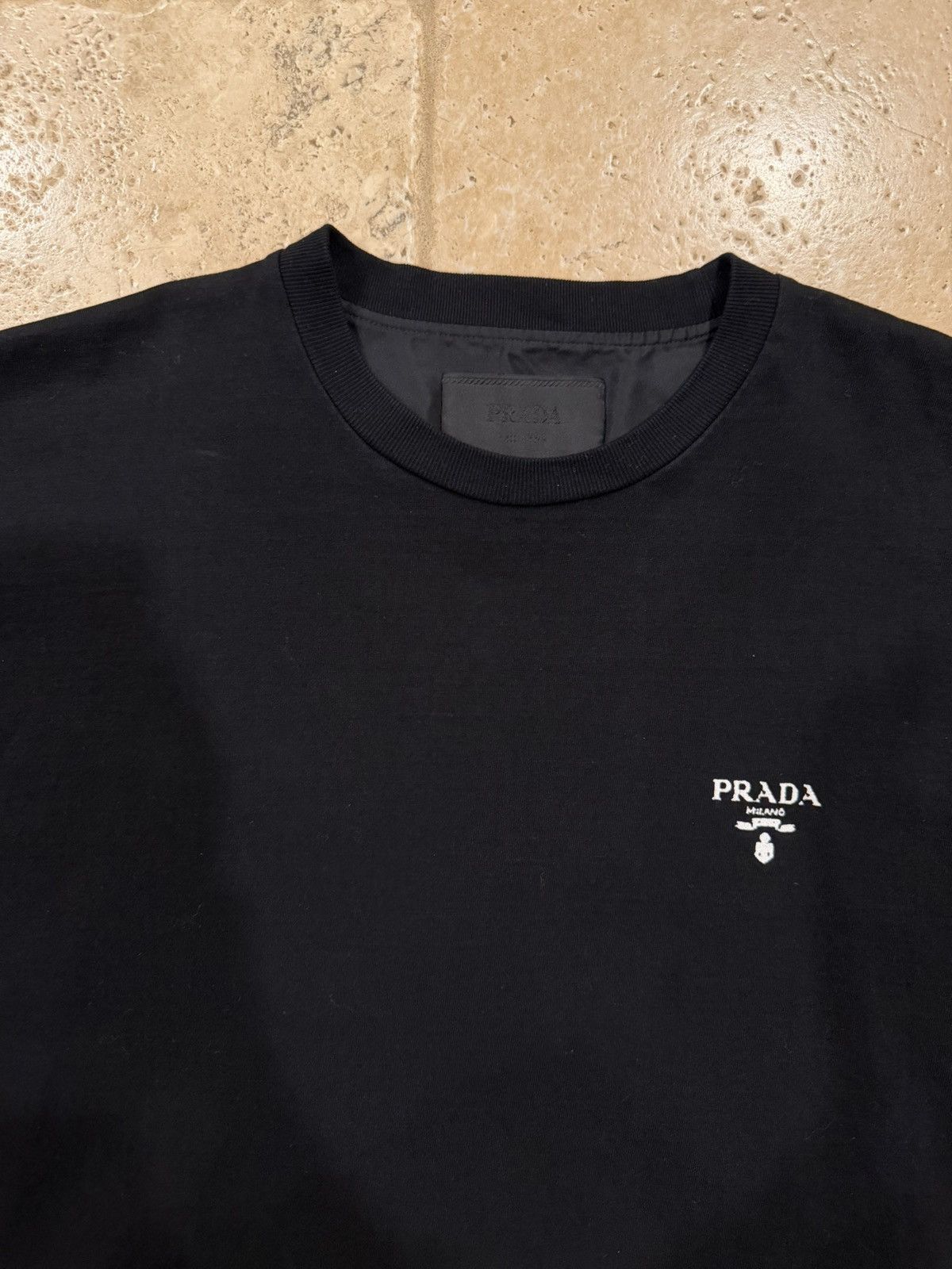 Prada Prada Jersey & Re-Nylon Logo Black T-Shirt Size US L / EU 52-54 / 3 - 6 Thumbnail
