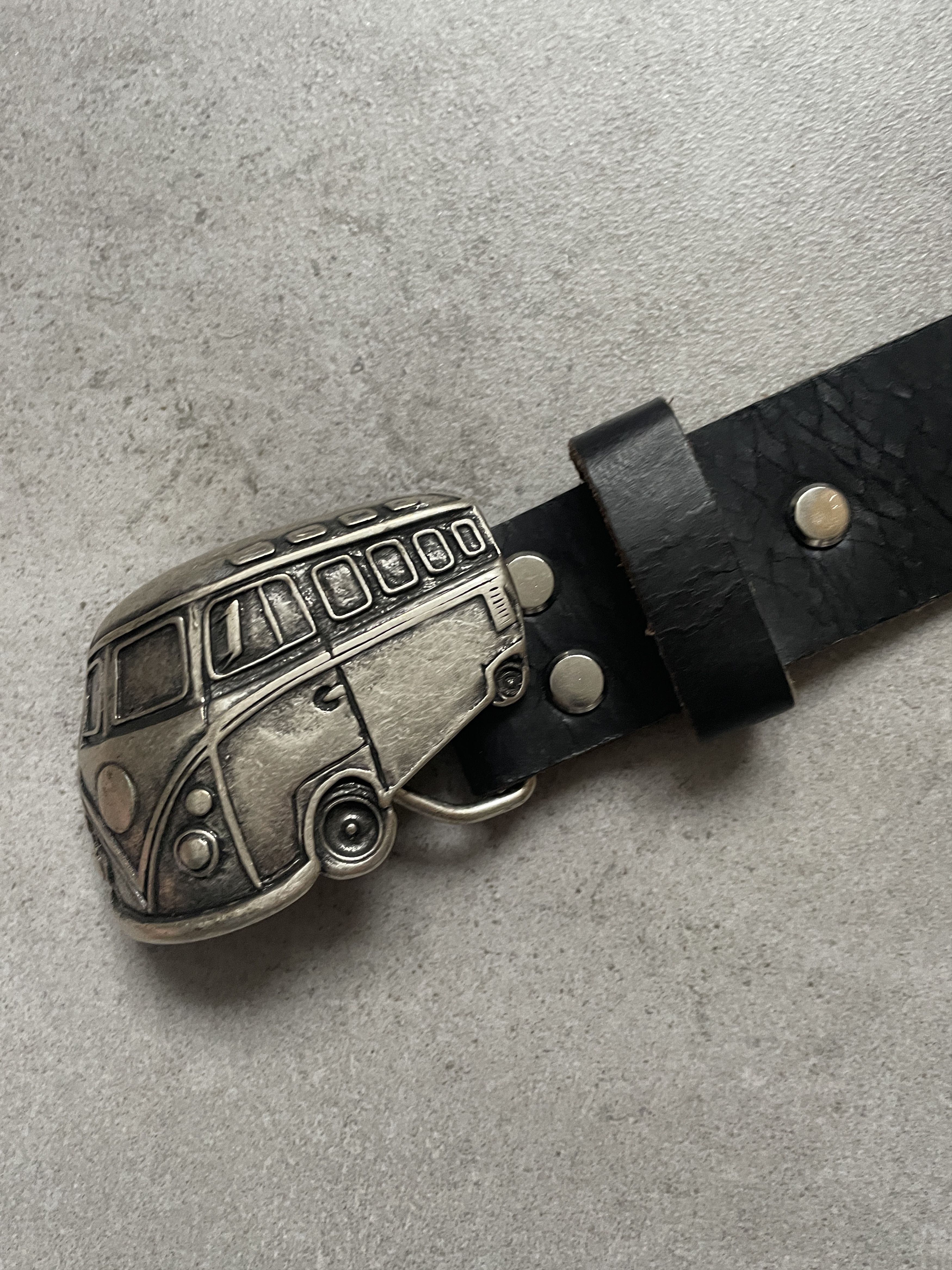 Band Tees × Vintage Y2K VOLKSWAGEN TRANSPORTER HIPPIE BUCKLE LEATHER BELT Size ONE SIZE - 4 Thumbnail